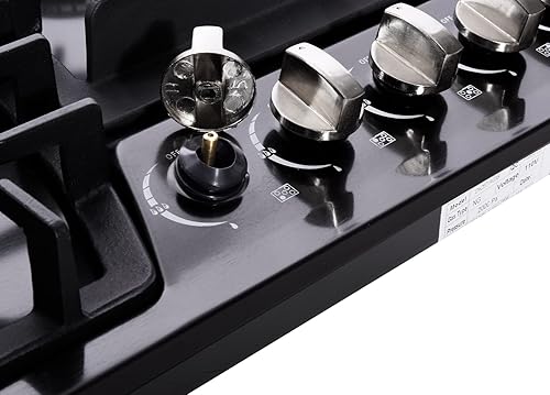 Miniatura 5 de Estufa de gas de 30 pulgadas de acero inoxidable con 5 quemadores, placa de gas de combustible doble, estufa de gas convertible NGLPG, HF57013B,