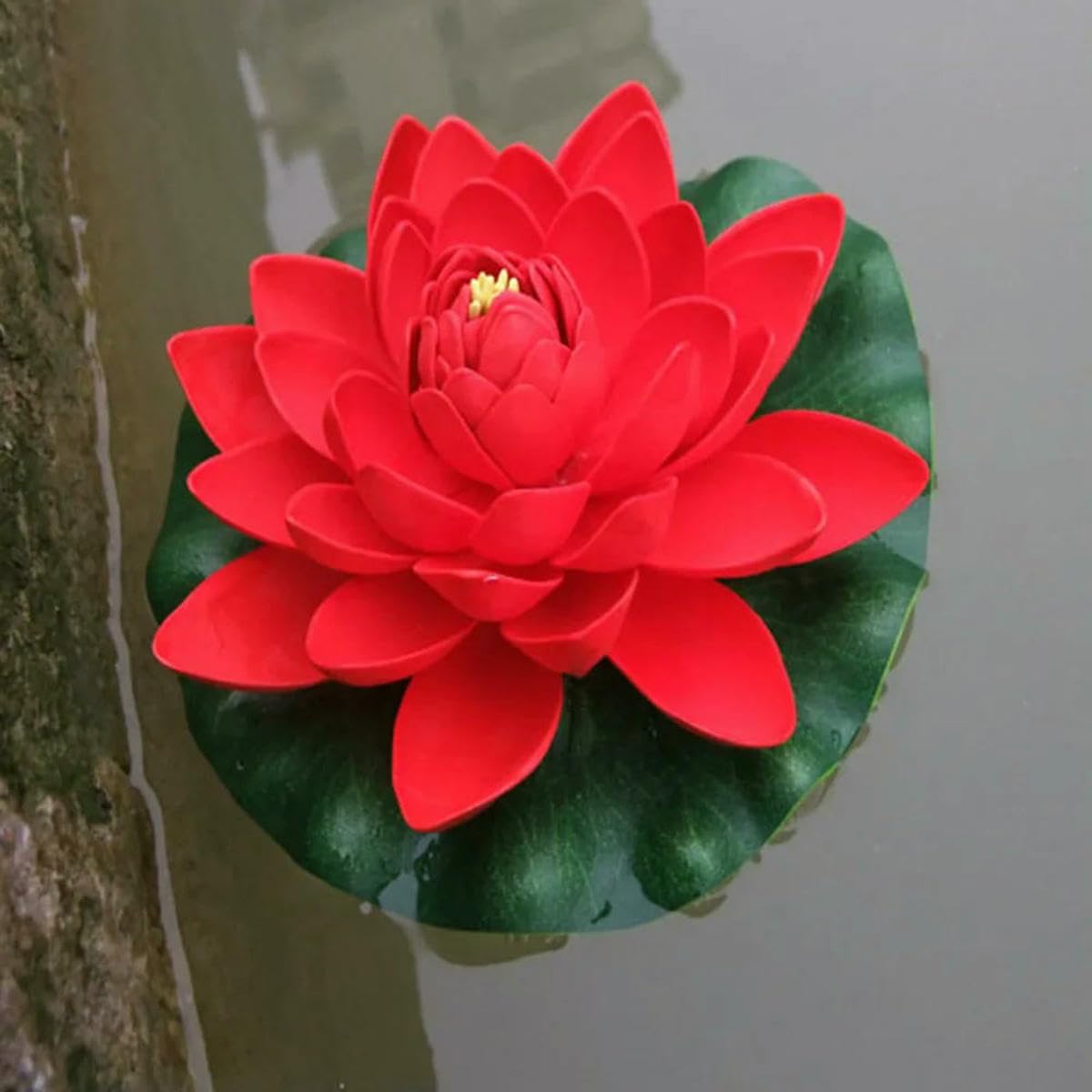 18cm Artificial Floating Water Lily Lotus Leaf Flower Pond Aquarium Decoration Landscape Garden Pond Decor-red