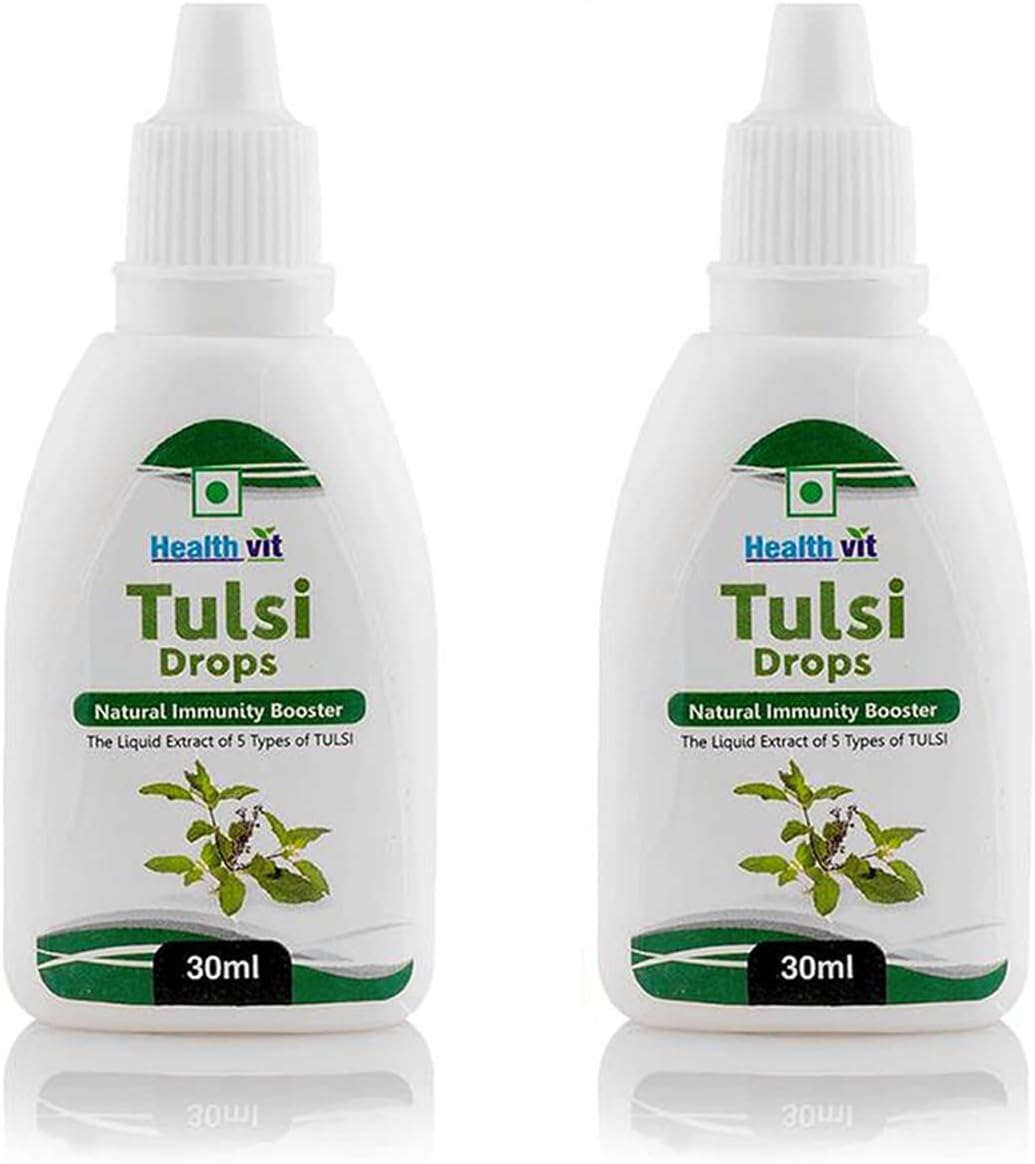 Tulsi Drops- Concentrated Extract of 5 Rare Tulsi for Natural Immunity Boosting & Cough and Cold Relief 30ml (Pack of 2)