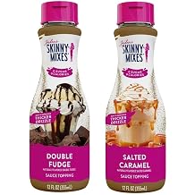 Double Fudge Chocolate & Salted Caramel Syrup Sauce Zero Calorie Zero Sugar - Good for Coffee, Dessert, Yogurt, Protein Drink - 12 Fl Oz Each