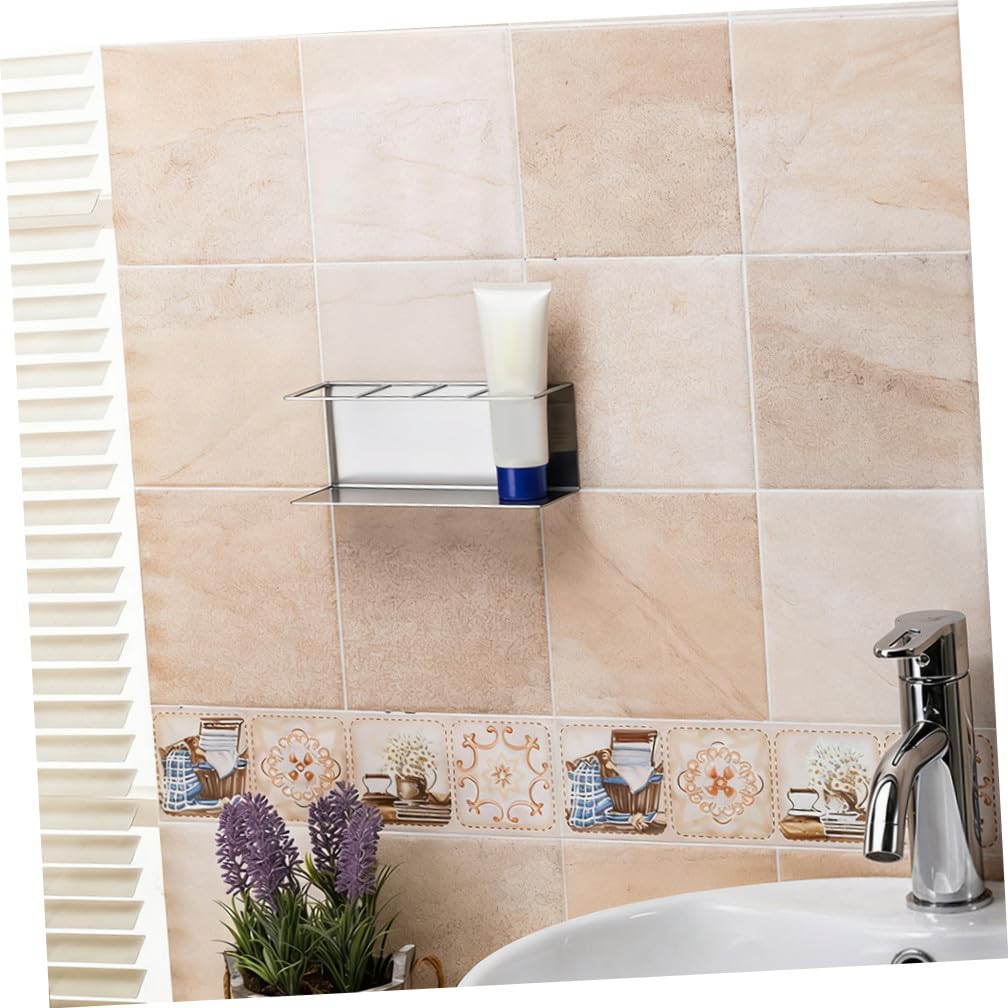 Porta Spazzolini in Acciaio Resistente Da Parete Organizer Per Dentifricio e Spazzolini Con Leggeri Scomparti Per Bagni