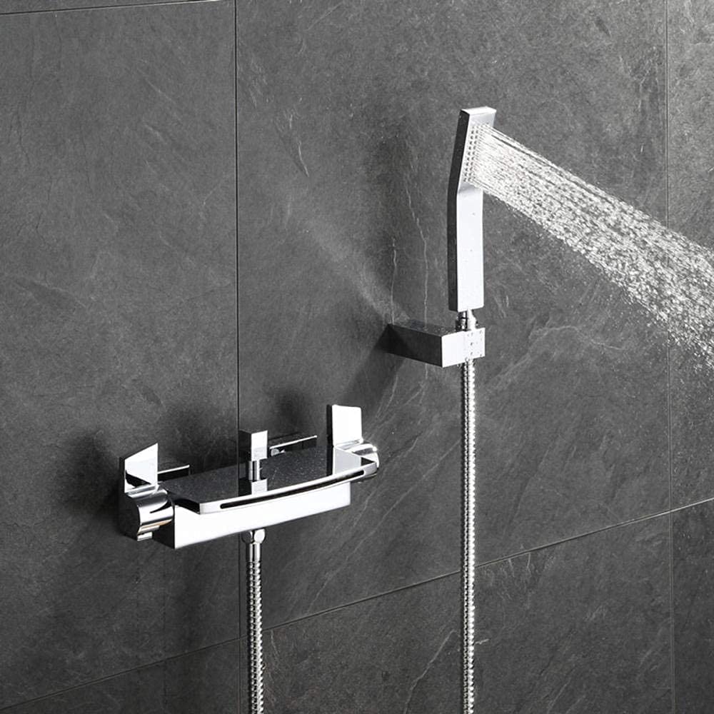 Mélangeur de douche pour baignoire robinet mural noir monocommande avec flexible
