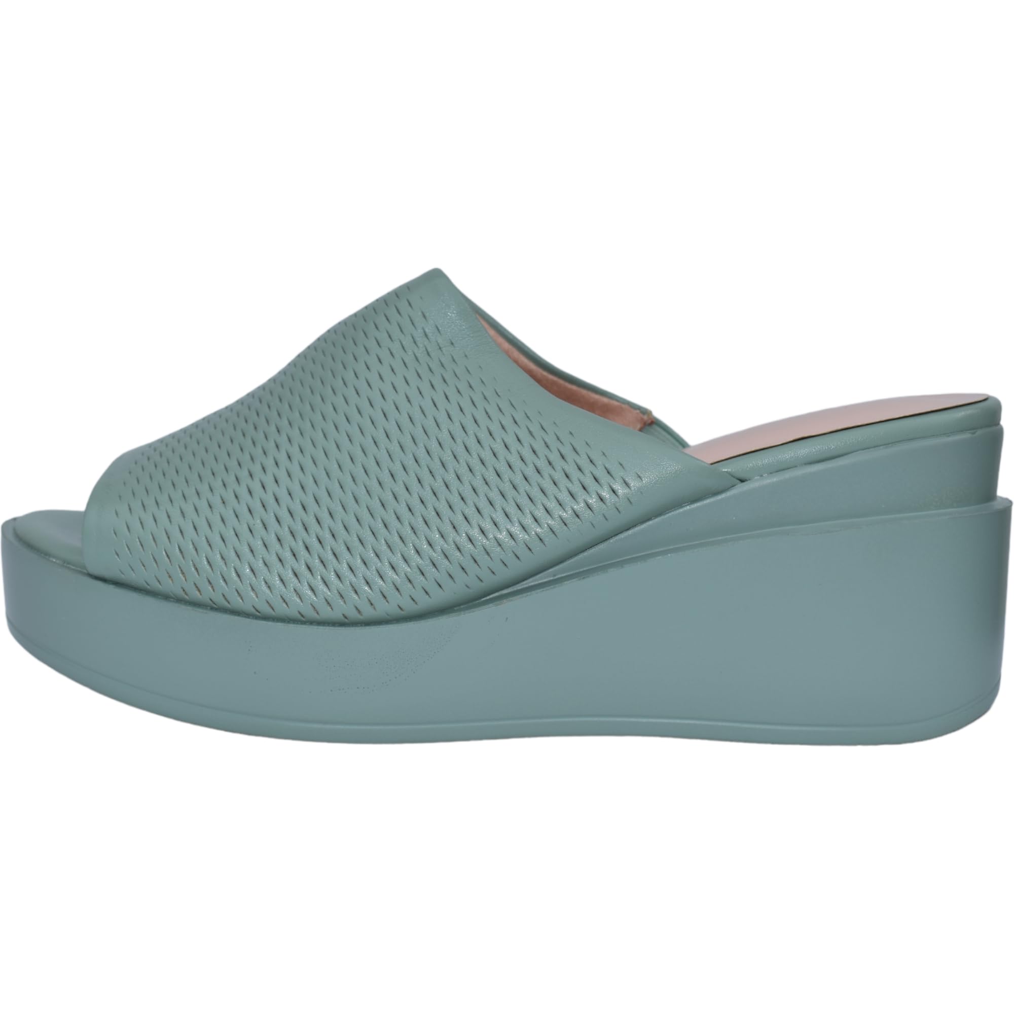 Taiyu Green Wedge Heels Mules for Women