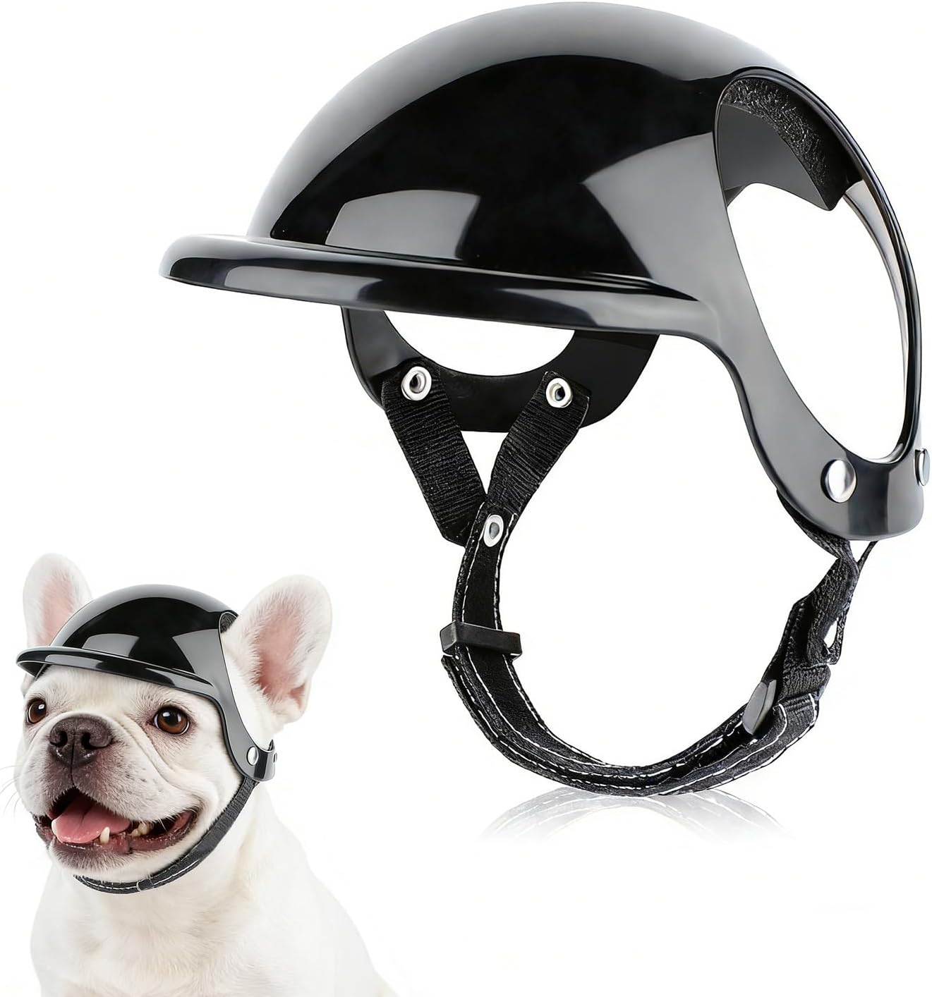 LESYPET Dog Helmet for Large Dogs, Dog Motorcycle Helmet Adjustable Dogs Hat with Ear Hole Design, Ideal for Outdoor Riding, Black L
