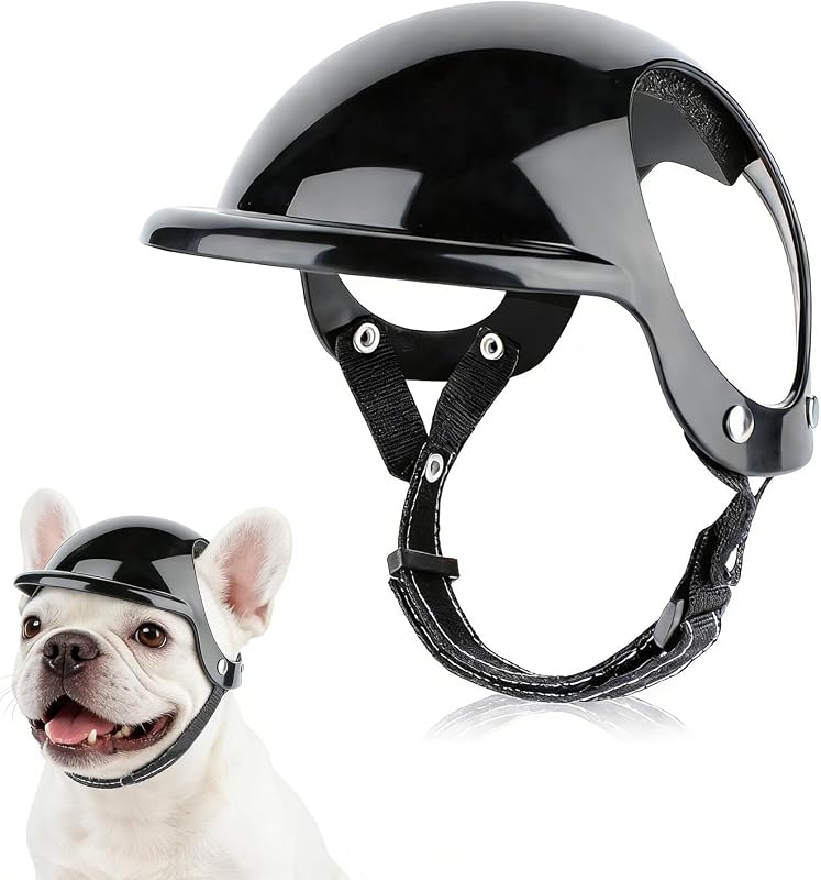 Capacete para Cães LESYPET com Furos para as Orelhas e Ajuste em Velcro, Preto S