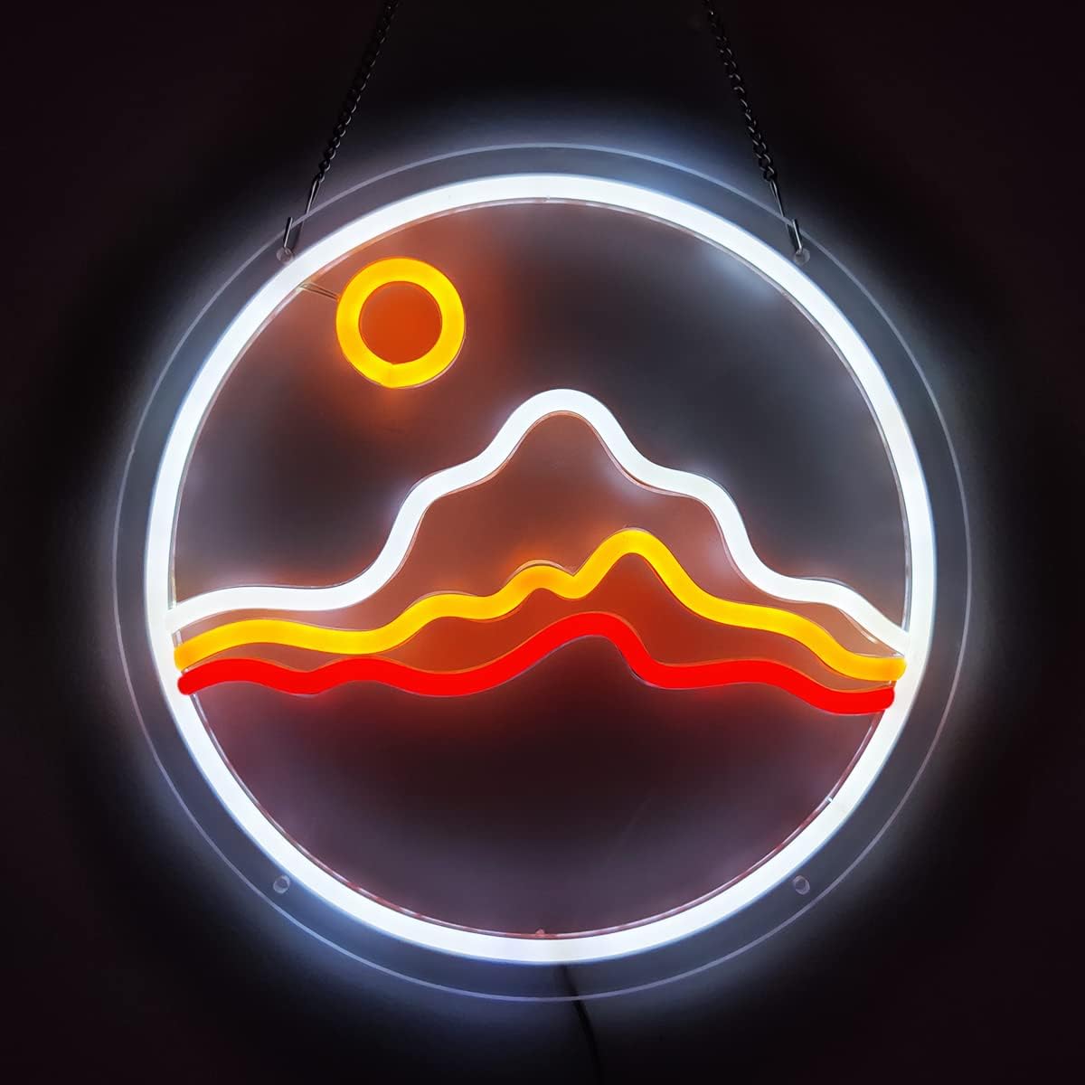 QILAND Sun Neon Sign Super Bright Acrylic Handmade Led Light Neon Light Size 11.8x11.8 in Sunset Sign for Shop Window Store Display Beer Bar Nightclub Grand Opening Gift (White)