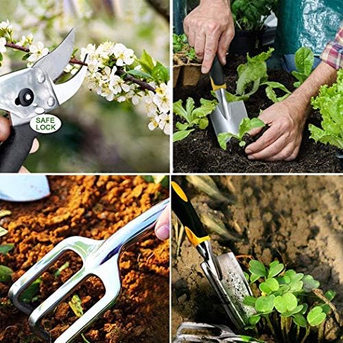BESELER 7Pcs Garden Tools Set, Aluminum Gardening Hand Tool Including Shovel, Rake, Fork, Weeder, Trimmer, Gloves
