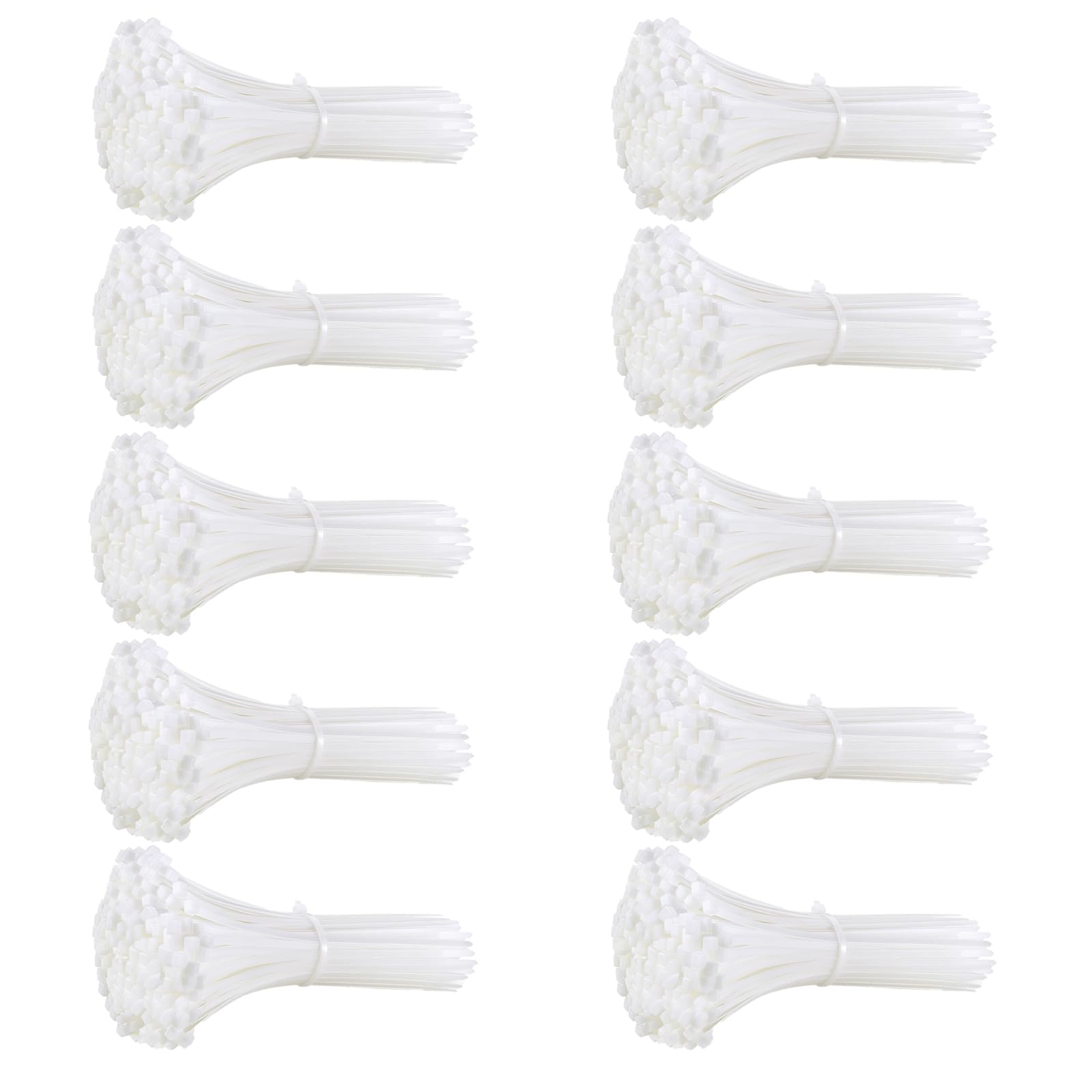 Juego de 1000/250 bridas de nailon blanco autoblocante para cables de 3 x 100, 3 x 150, 4 x 200 cables de suministro industrial (8 x 500 mm, 10 unidades)