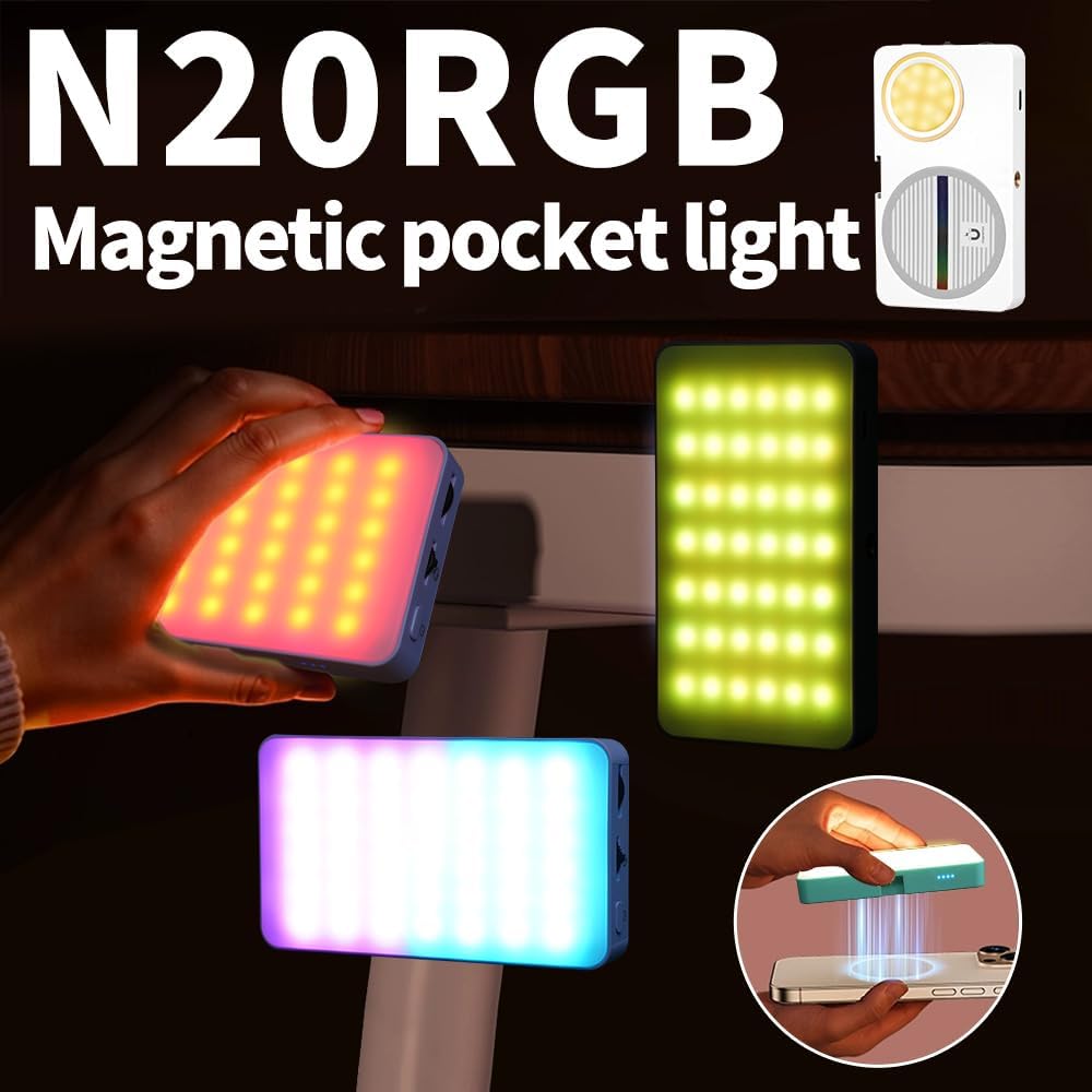 Selfie Lighting【84 LED】 Rechargeable Phone Fill Lights with Clip Portable Led Clip on Light for iPhone/Tablet/Laptop CRI97+ Perfect for Selfies Makeup TikTok Video Recording (N20RGB)