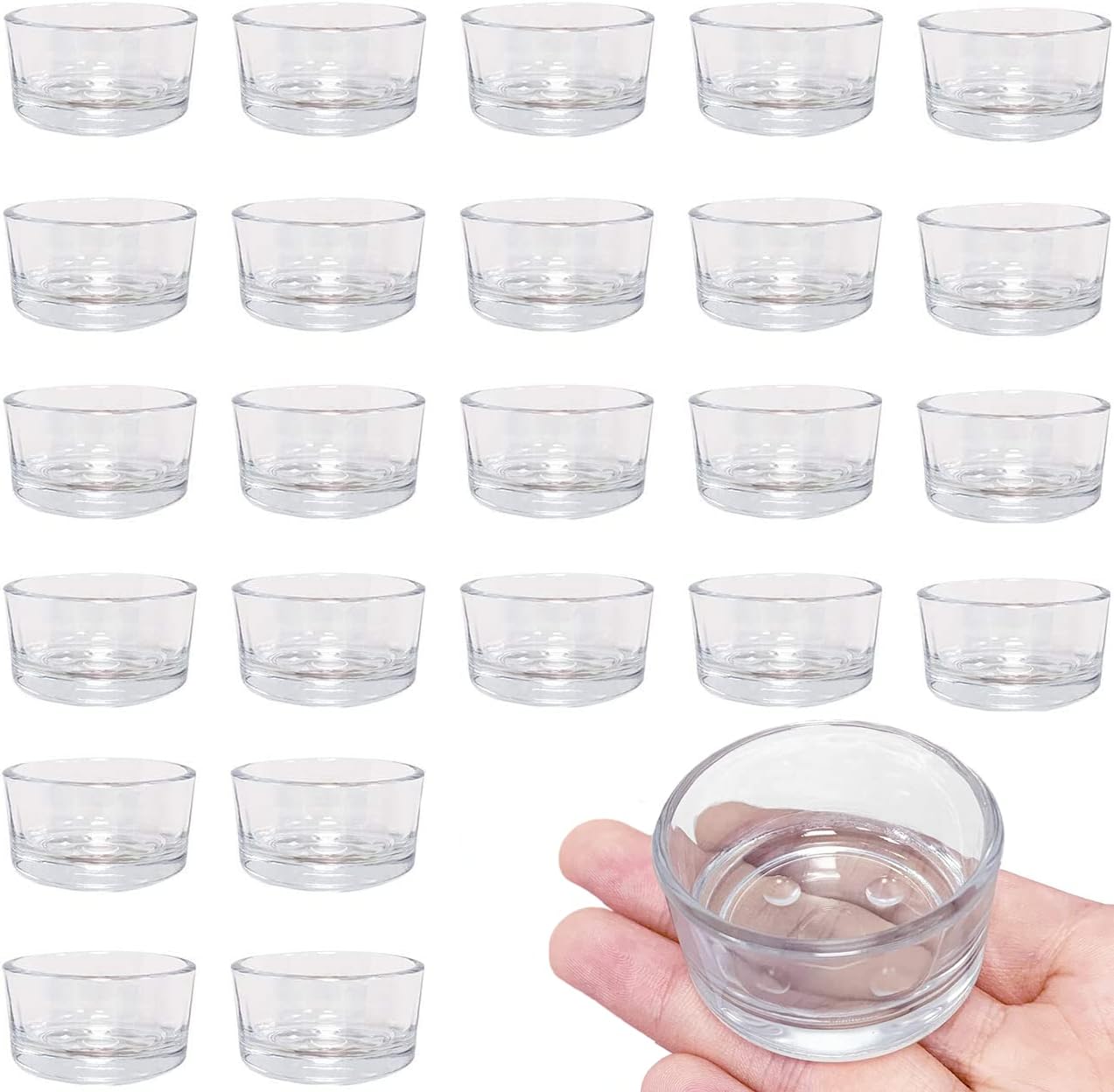 24PCS Clear Glass Tealight Candle Holders, Votive Candle Holders Bulk
