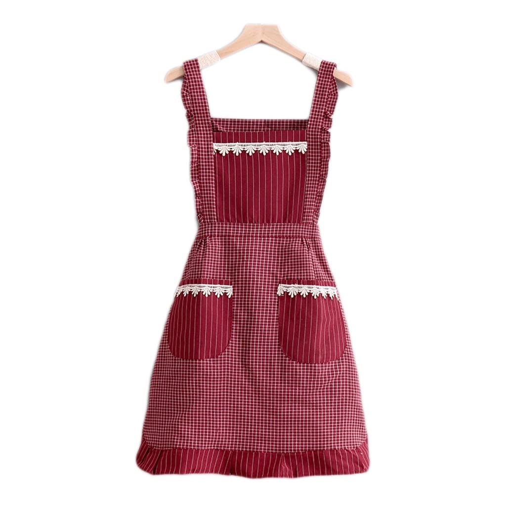 SSDD Cocina de Cocina casera, con una Hermosa Moda de Estilo Occidental Delantal de la Moda de los instintos. (Size : Red)