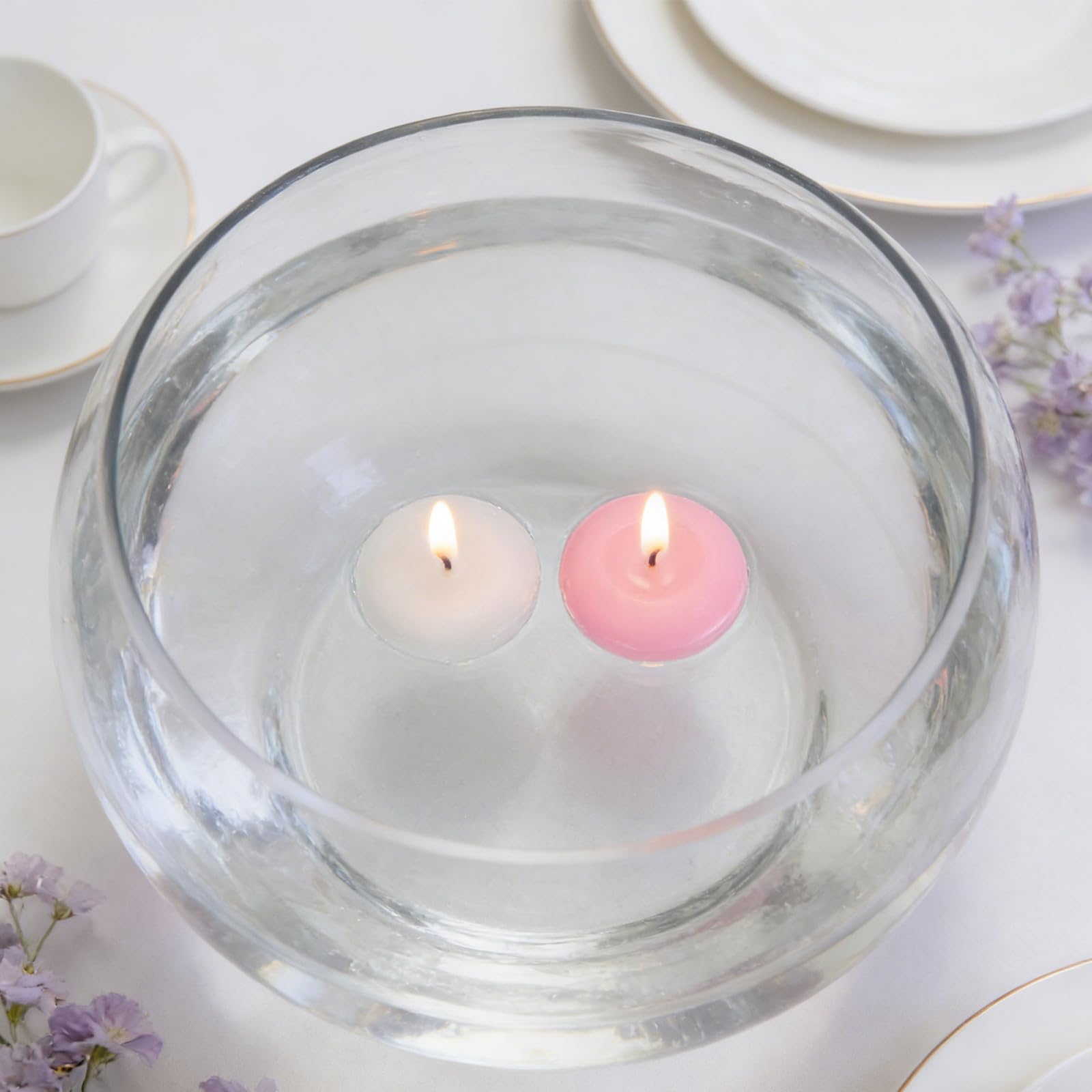 Amosfun 40 Unidades Velas Flotantes para Agua de Parafina Combustión Prolongado y Estilo Elegante, Ideales para Bodas en Piscina y Cenas en Hotel