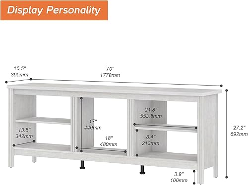 Miniatura 2 de WAMPAT Soporte de TV de granja para televisores de hasta 75 pulgadas, centro de entretenimiento de roble para consola de TV de 80 pulgadas con 5