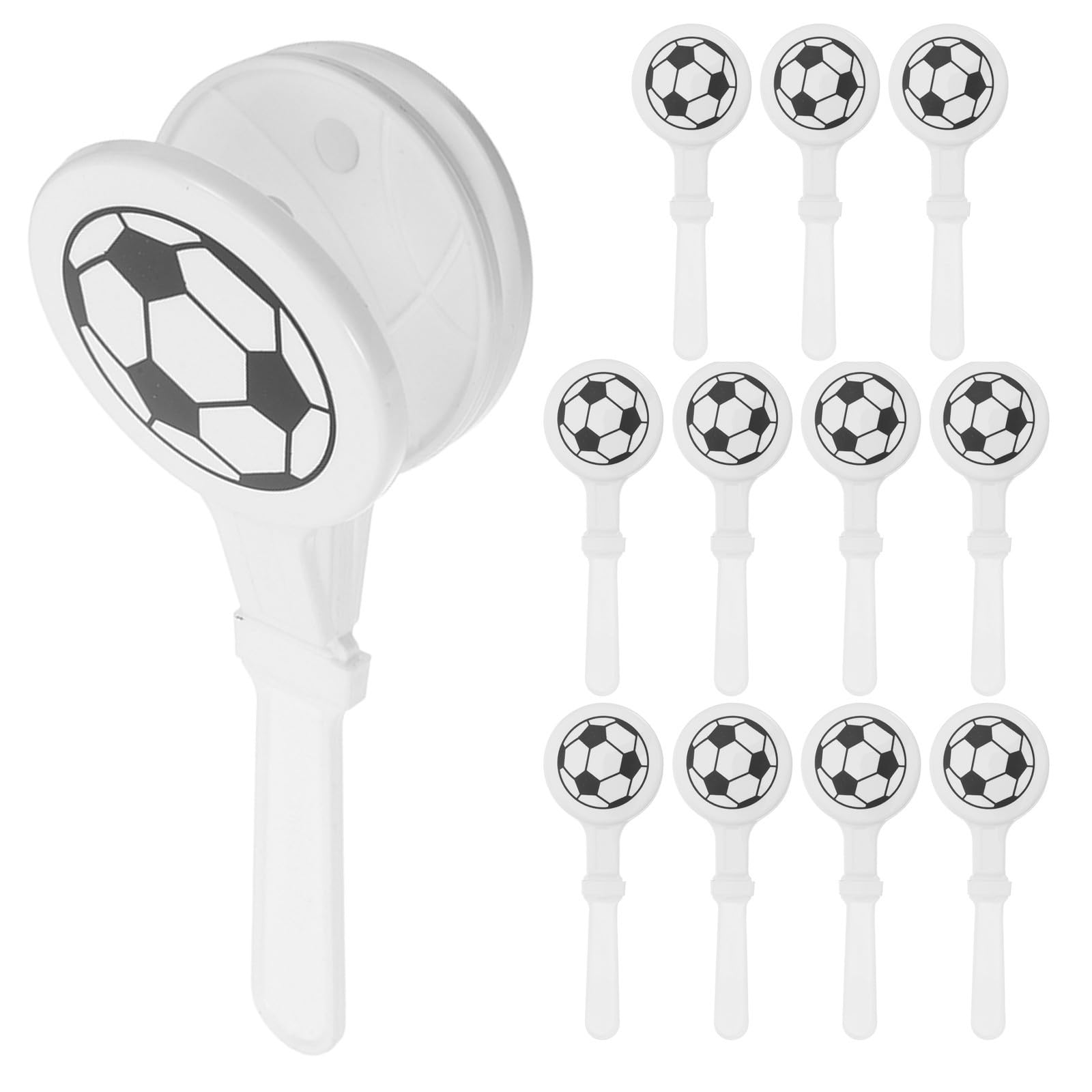 GALPADA 12 Stück Fußball Handklatscher aus Kunststoff mit Fußballform Tragbarer Geräuschmacher für Sportveranstaltungen und Fußball Partys Geschenk
