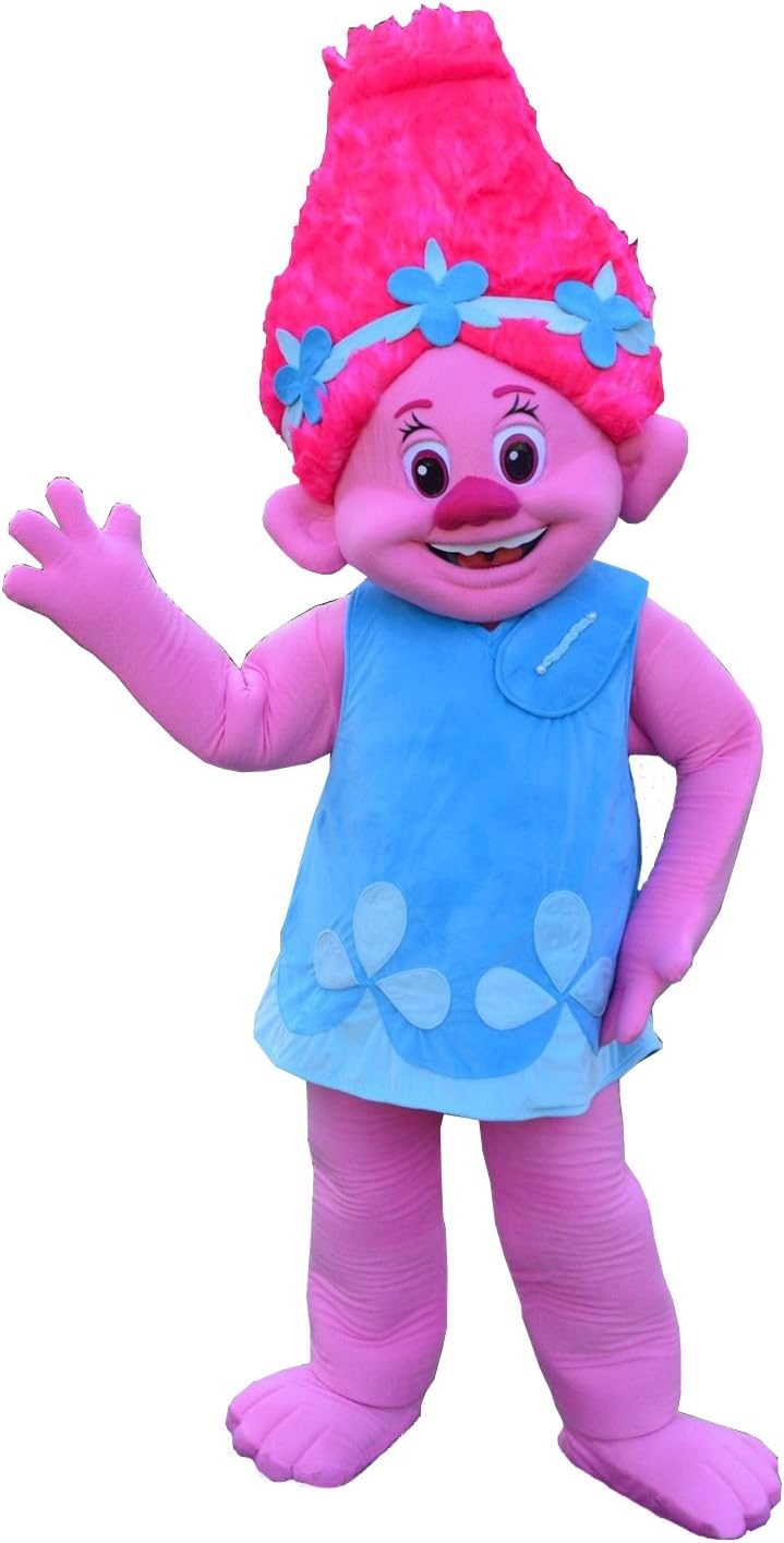 KF Poppy Troll Mascot Costume Adult Character Trolls Pink