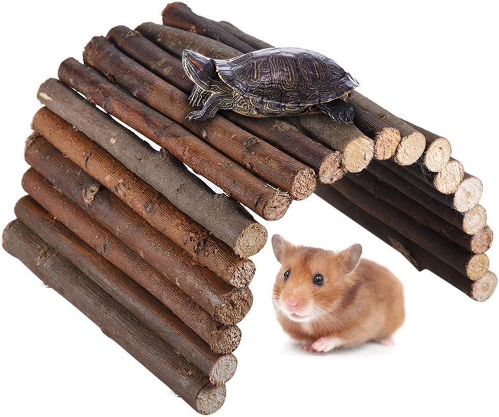 DSDecor Pet Ladder Bridge Bendable Wooden Hideout Suspension Climb Ladder Fence for Hamster Parrot Turtle and Other Reptile Animals