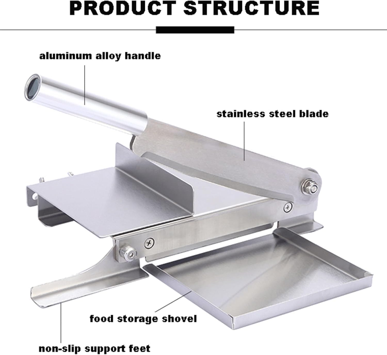 Meat Slicer Machine, Manual Frozen Meat Chopper for Beef and Chicken, Stainless Steel Cutter for Precise Steak Slicing