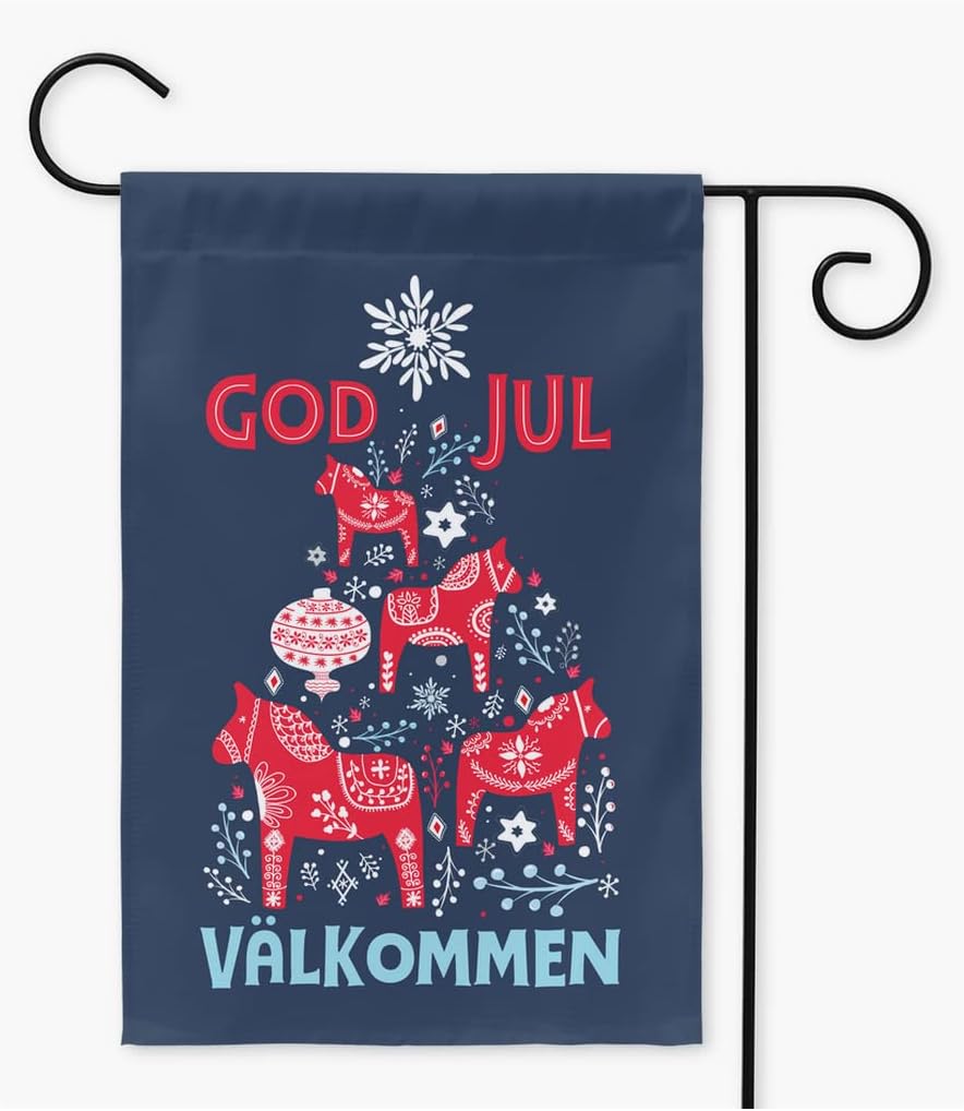 Dala Horse Christmas 12"x17" Garden Yard Flag for Outdoor