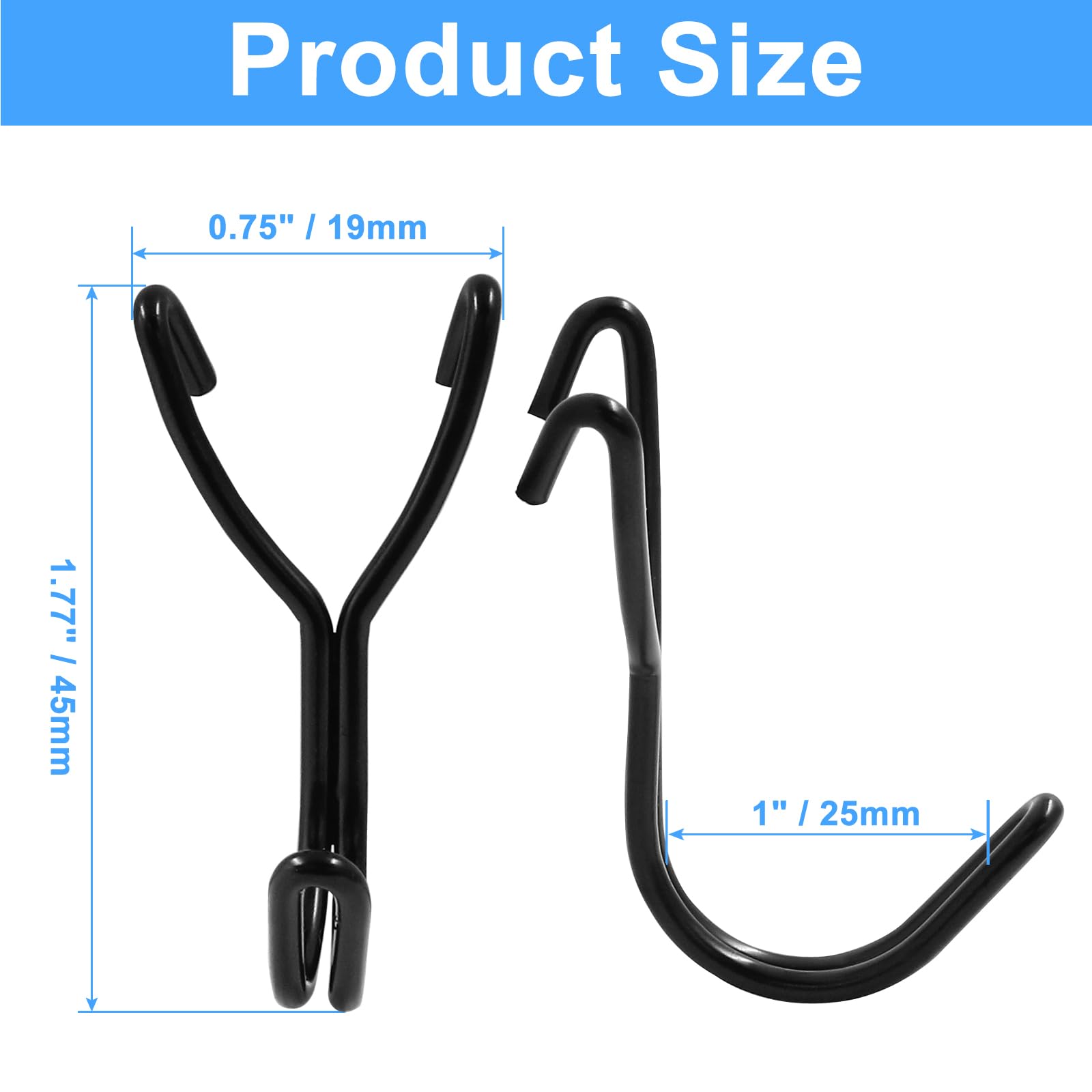 LifCratms Pegboard Hooks, 3/4 Inch Black J Hooks 30 Pack, Will Not Fall Out, Ideal Display Hooks for Hanging Jewelry, Small Tools, Retail Items, Fit Pegboard with Hole Spacing of 2.5cm