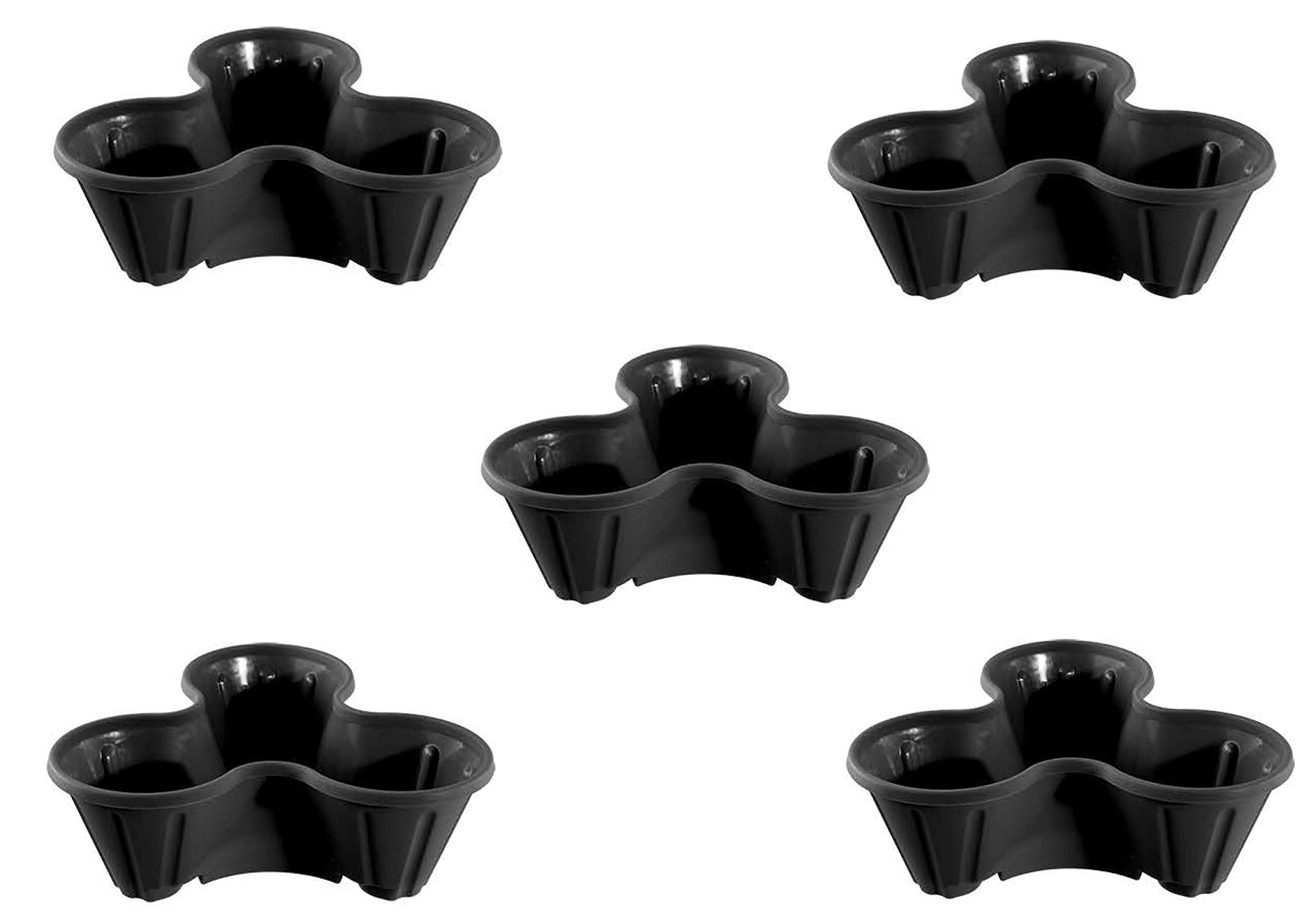 Optimal Products Strawberry Planter Stacking Stackable Garden Plastic Flower Growbag Plant Pot UK (Ebony, 5)
