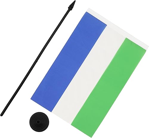 Miniatura 4 de Bandera de mesa Sierra Leona de 5 x 8 pulgadas, bandera de escritorio de Sierra Leona, 8.3 x 5.5 in, barra y base de plástico negro AZ FLAG