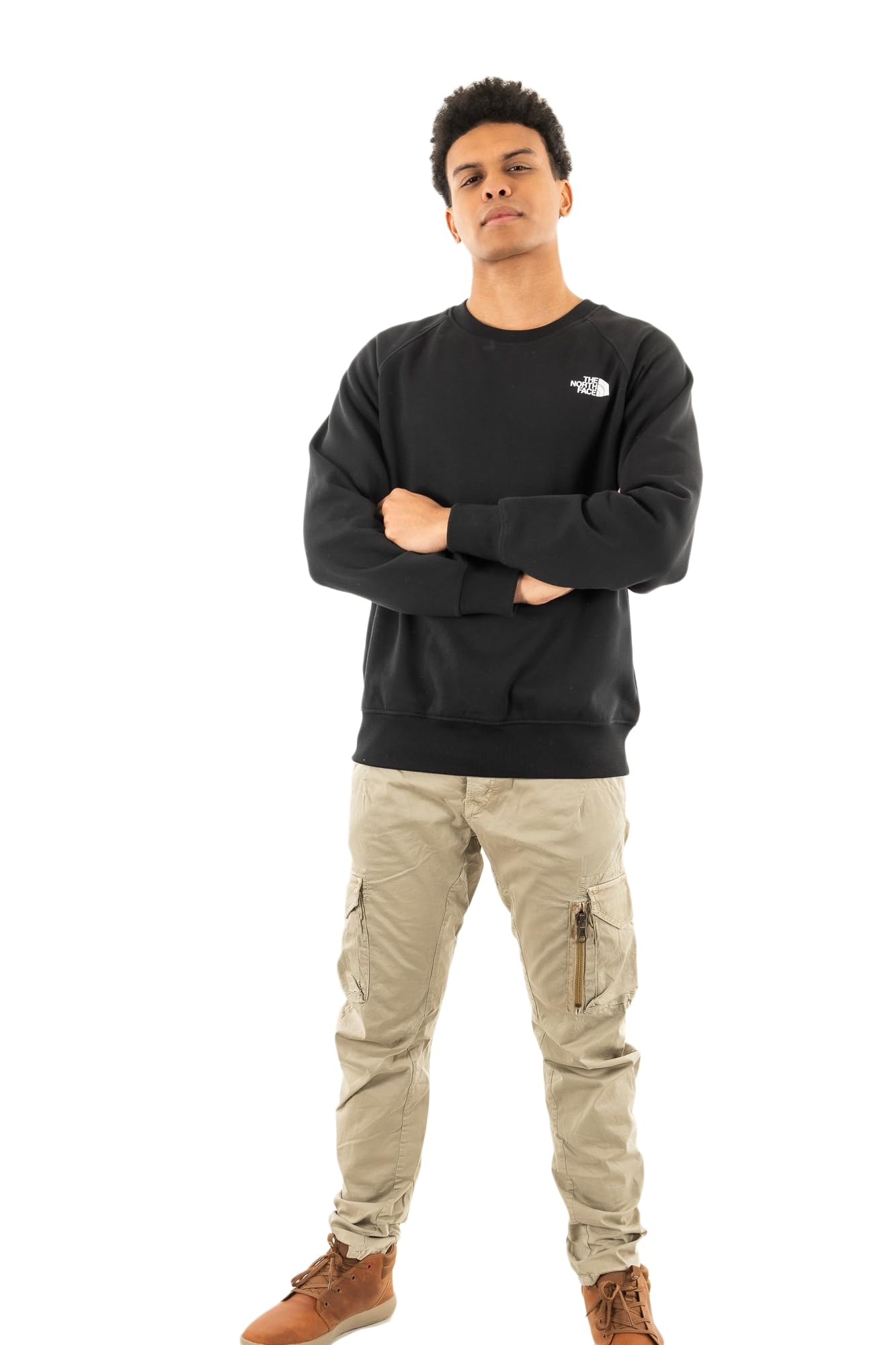 The North Face Men's Raglan Redbox Crew Sweatshirt, Tnf Black, XXL