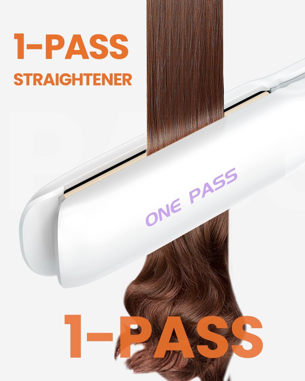Faszin 2 in 1 Glätteisen Locken und Glätten, Titanplatten Ionen Haarglätter für einen glatten Stil, 20s Schnellaufheizung, 3D-Schwebepanel verhindert Haarziehen, mit LCD-Display, 130°C-230°C - Weiß