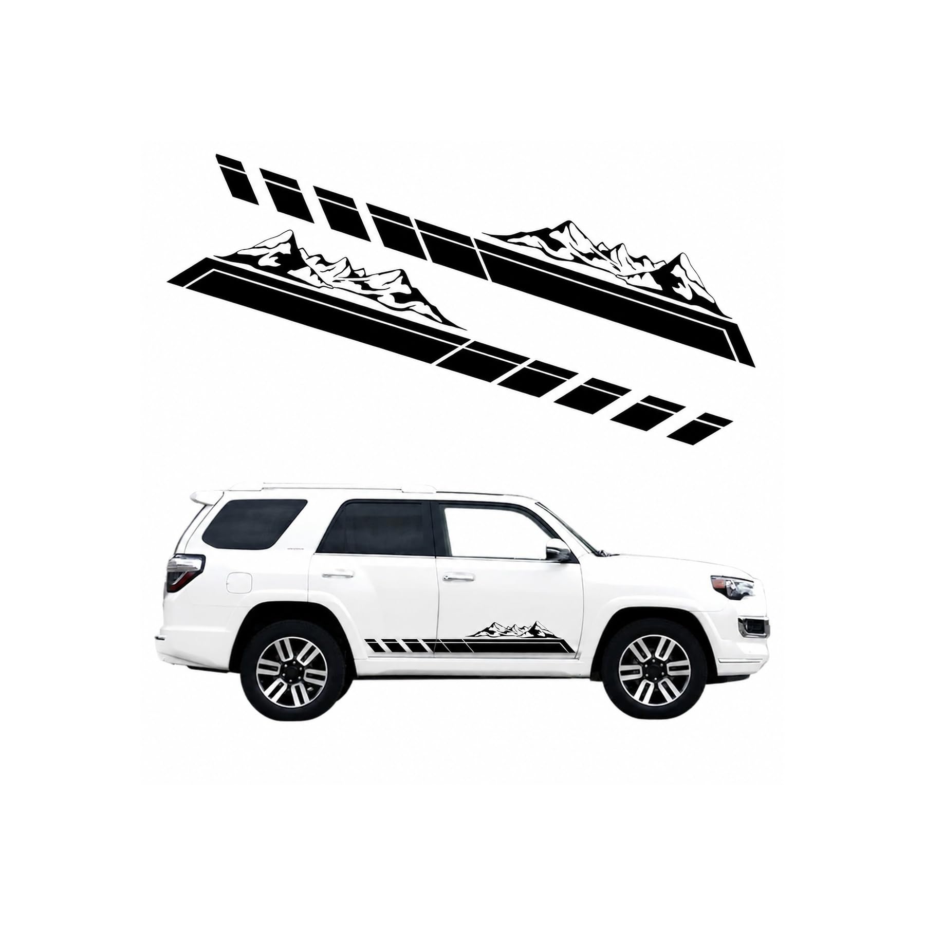 2-Piece Waterproof PVC Car Body Side Decals, Universal Exterior Decorative Stickers for Cars, Trucks, and SUVs(C-Style-1)
