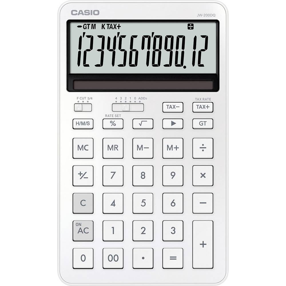 Casio Desktop Calculator Digit Display White Battery Jw-200Dq-We