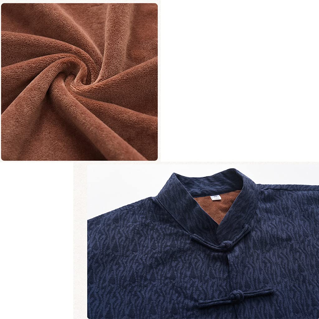 ZHOUXIAO Winter Baumwolle Tang Anzug Männer Jacquard Tai Chi Uniform Langarm Chinesische traditionelle Kleidung Tops, Hanfu Jacke Kung Fu Kleidung Hemd Mantel Kampfkunstanzug