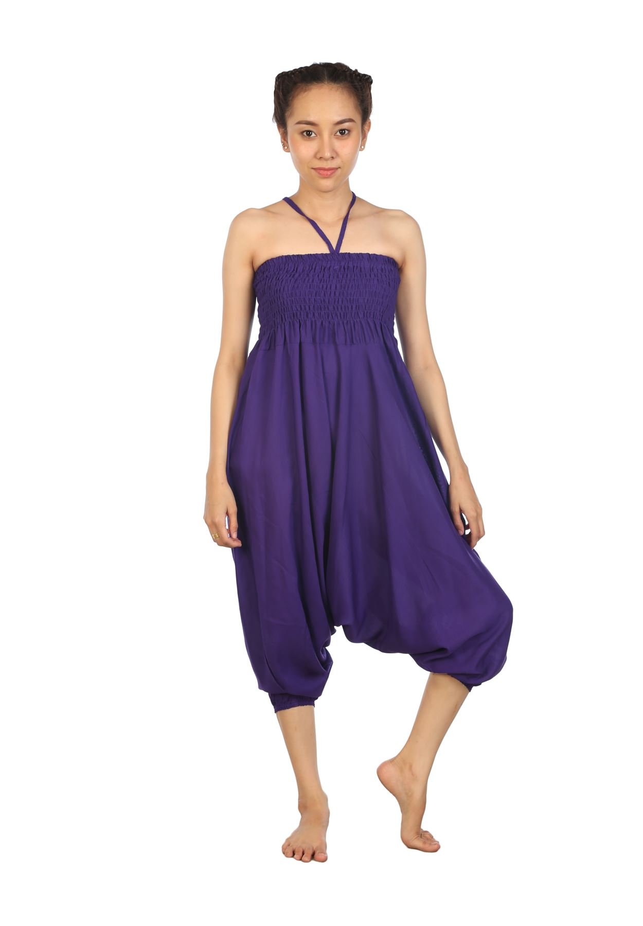 Lofbaz Harem Pantalons Femmes Paon Taille smockée