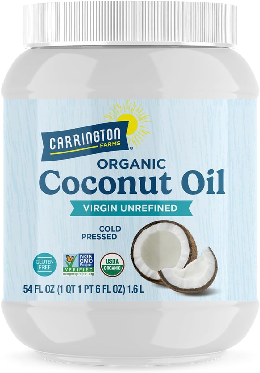 Organic Refined Coconut Oil, Cold-Pressed, Non-GMO, Gluten-Free, Perfect for Cooking, Baking, Skin Care, Hair Oil, MCTs, 54 fl oz โ Nutrient-Rich, No Trans Fats