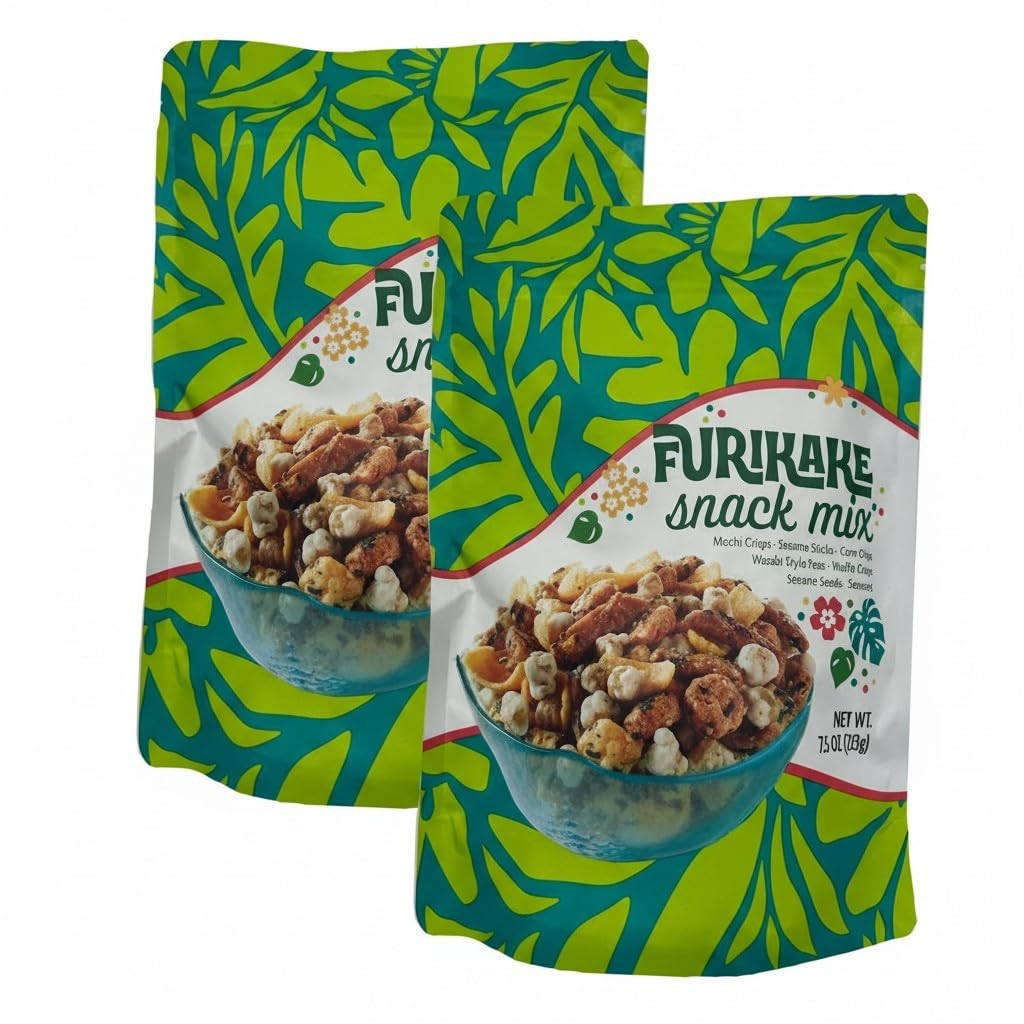 2- Pack Furikake Snack Mix with Mochi Crisps, Sesame Seeds, Corn Chips, Wasabi Peas, 7.5 oz (2 Packs)