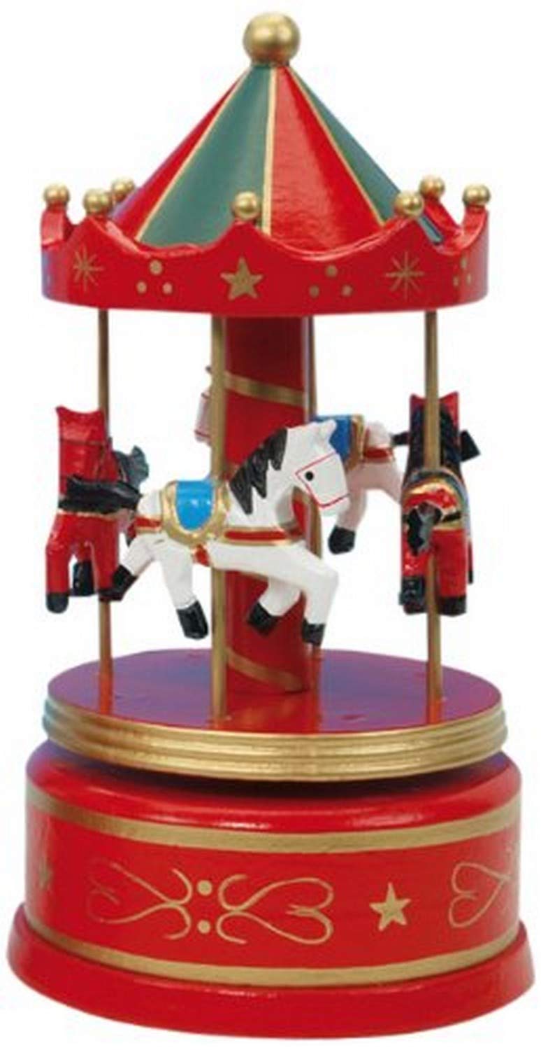 Musicbox Kingdom16009 210mm Carousel Music Box Playing "Bolero", Red/Green
