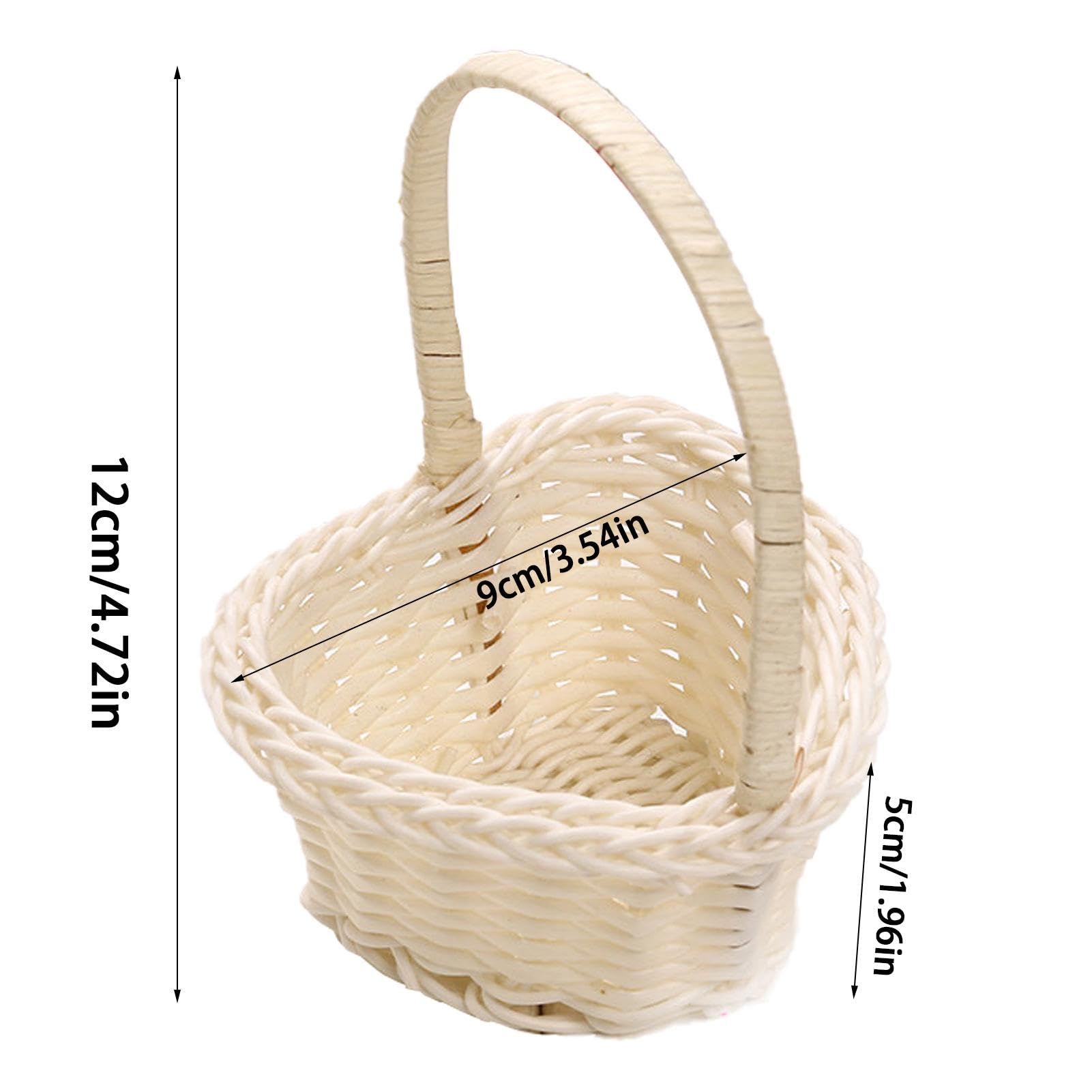 8 PCS Wicker Wedding Flower Girl Baskets, Pearl Wicker Rattan Flower Basket, Wicker Basket With Handle For Wedding Party P 36978490