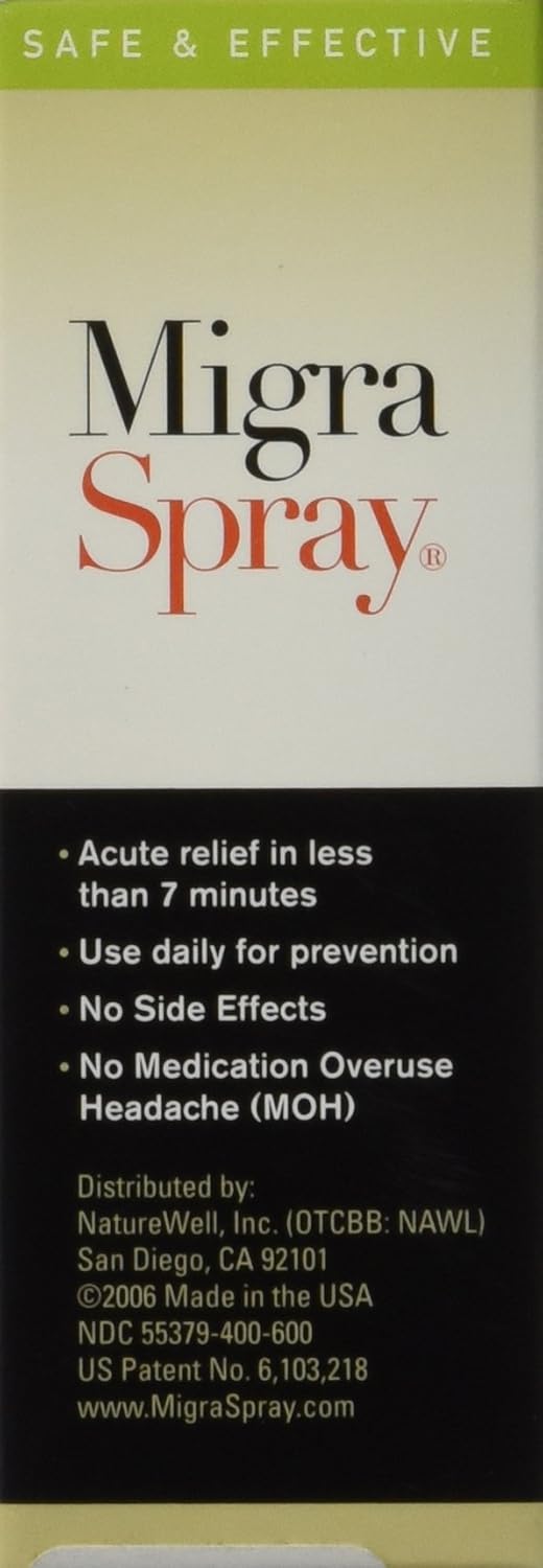MigraSpray ~ All Natural Migraine Relief & Prevention, 1oz/30ml : Health & Household