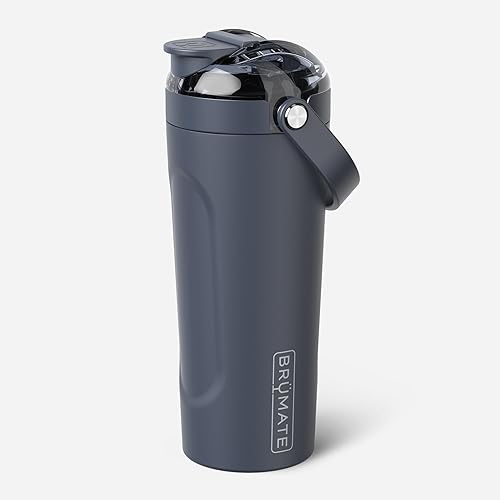 BrüMate MultiShaker - Botella agitadora de acero inoxidable aislado, 100% a prueba de fugas, para preentreno y batidos de proteína, 25 onzas (azul