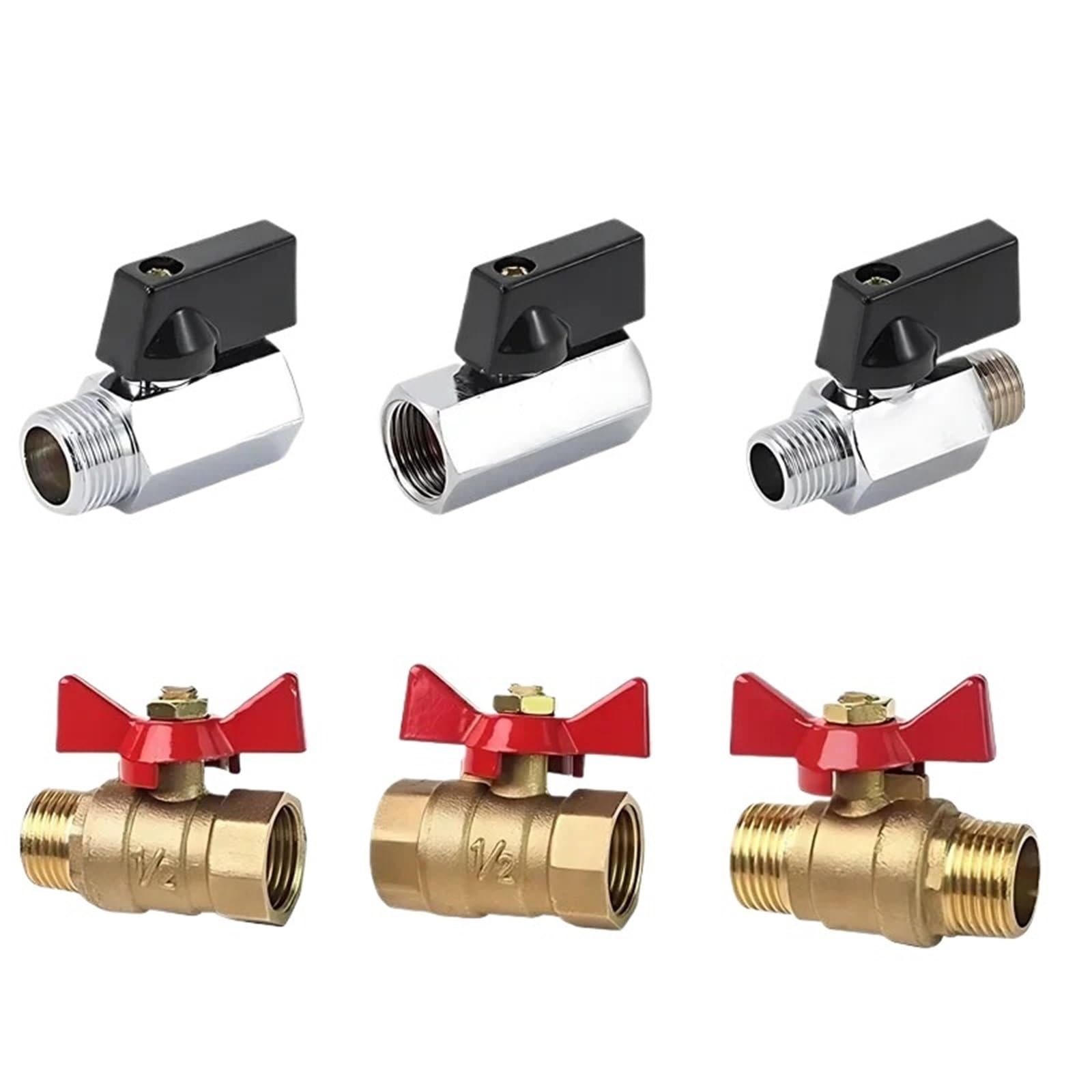 5/20pcs 1/8 "1/4" 3/8 "1/2" filettato mini maschio a femmina valvola a sfera in ottone compressore d'aria acqua gas olio valvola di arresto