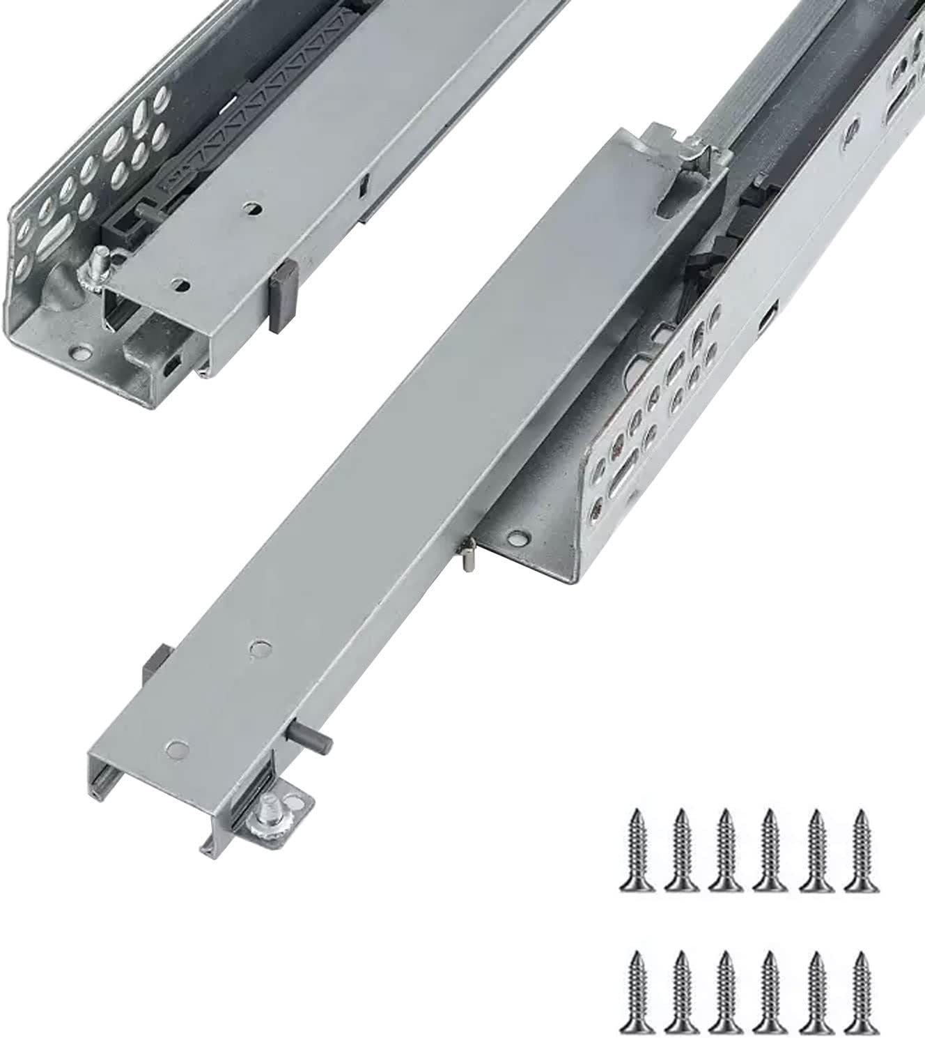 Push to Open Soft Close Drawer Slides 250mm-550mm | Bottom Mount Rolling Runners for Smooth Operation | Easy Installation for Kitchen & Furniture | Reliable & Quiet - 1 Pair