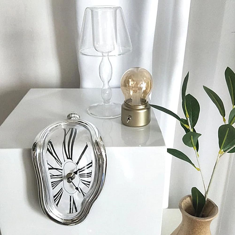 Schmelzende Uhr,Lautlos Salvador Dali Uhr,Tischuhren Modern Schmelzende Uhr Deko für dekoratives Zuhause,Büro,Regal,Schreibtisch,Tisch