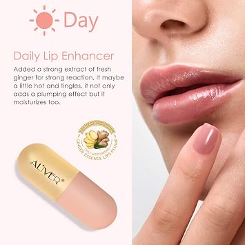 Lip Plumper Gloss - Natural Lip Plumper,Plumper Set Contains Day and Night Lip Gloss -Clear Lip Plump Gloss-Enhancer for Fuller & Hydrated Lips | Give Volume,Moisturize
