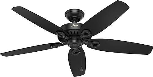 Hunter - Ventilador de techo Builder Elite para interiores y exteriores con control de cadena, 52 pulgadas, negro mate