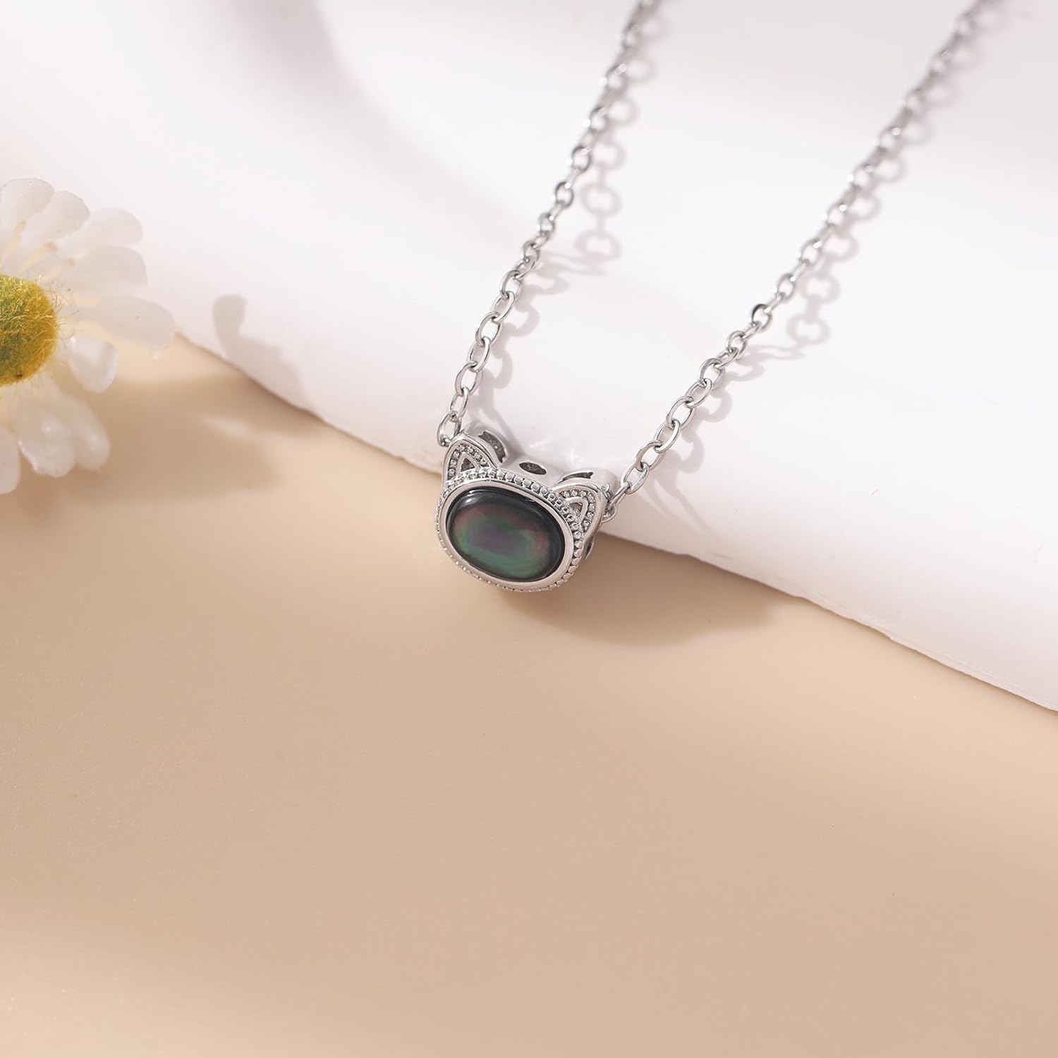 RZKING Silver Necklace for Women, Dainty Cat Candy Bow Moonstone Necklace, Gifts for Best Friend Sister Mom Daughter Teacher, Mothers Day Birthday Christmas Thank You Gifts - Image 3