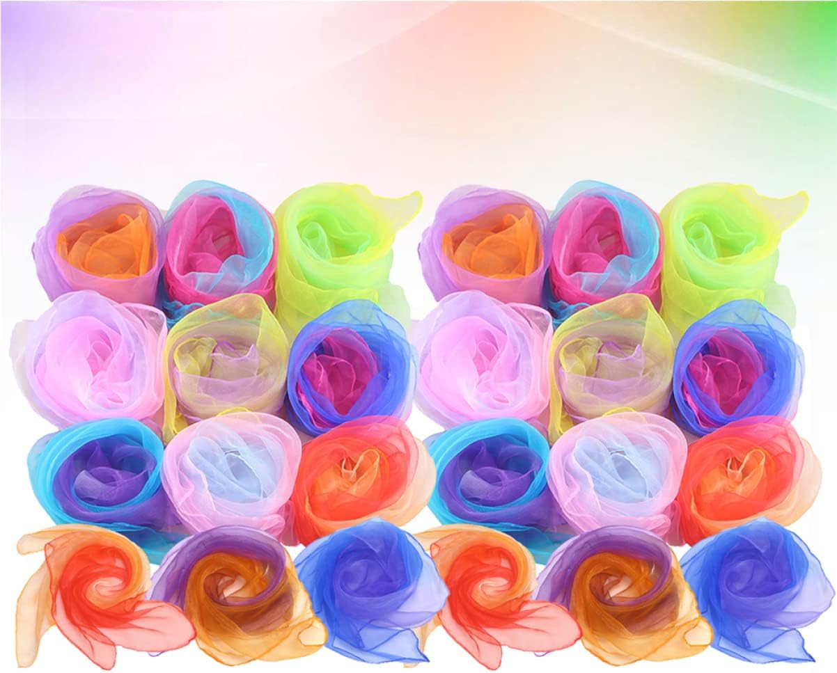 Ipetboom 24pcs Juggling Dance Scarves Soft Silk Scarves Boys and Girls Dance Props Stage Decorations for Girls Boys Silks Random Color