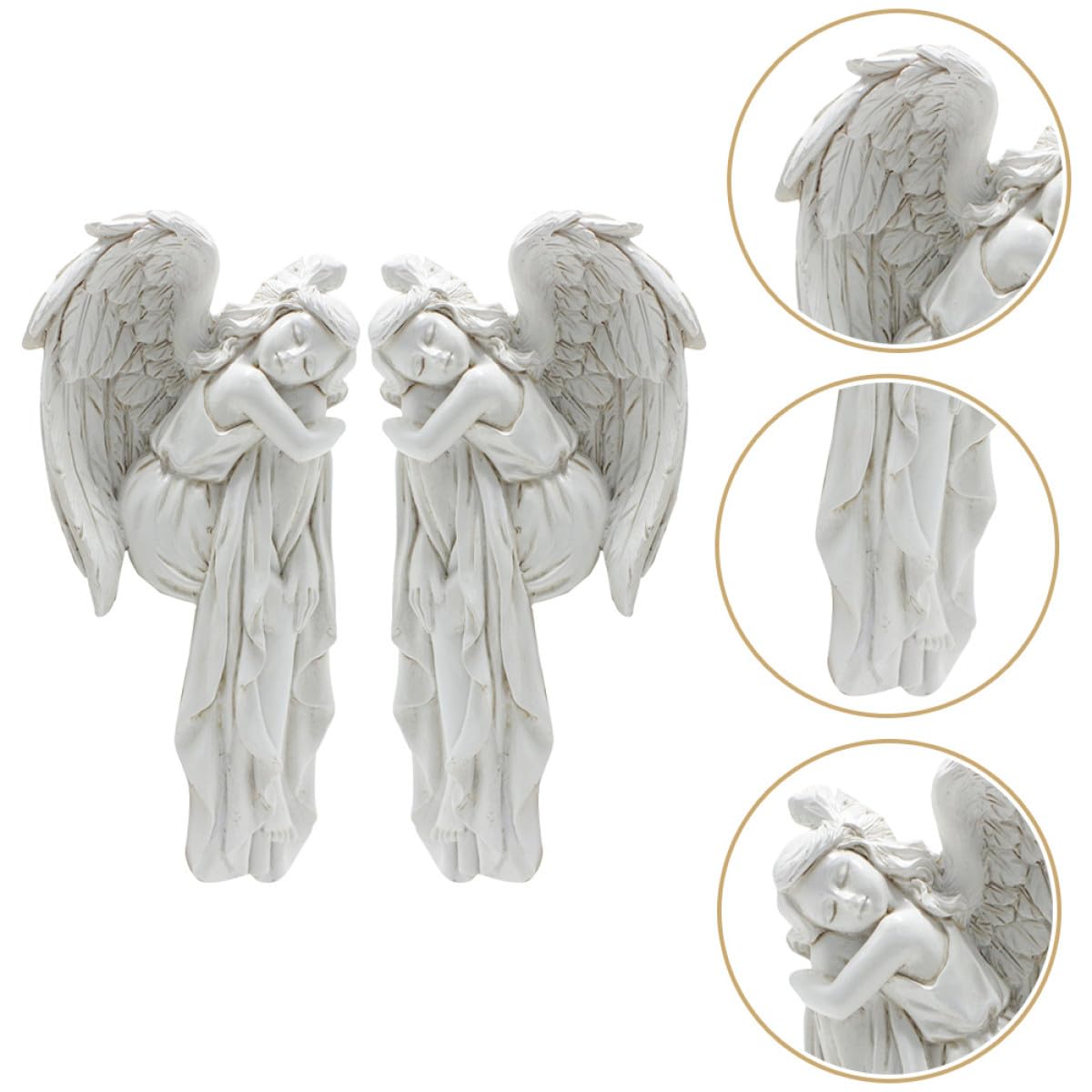 Artibetter 2 Pezzi Decorazione per Porta Angeli in Resina Bianco, Statuette Classiche per Angoli di Finestra, Atmosfera Accogliente Natalizia