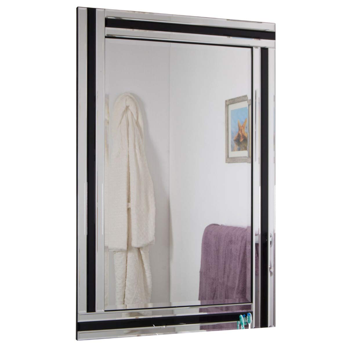 Mirroroutlet Dalton Black And Clear Bevelled Triple Edge Wall Mirror 68 X 56Cm from B&Q