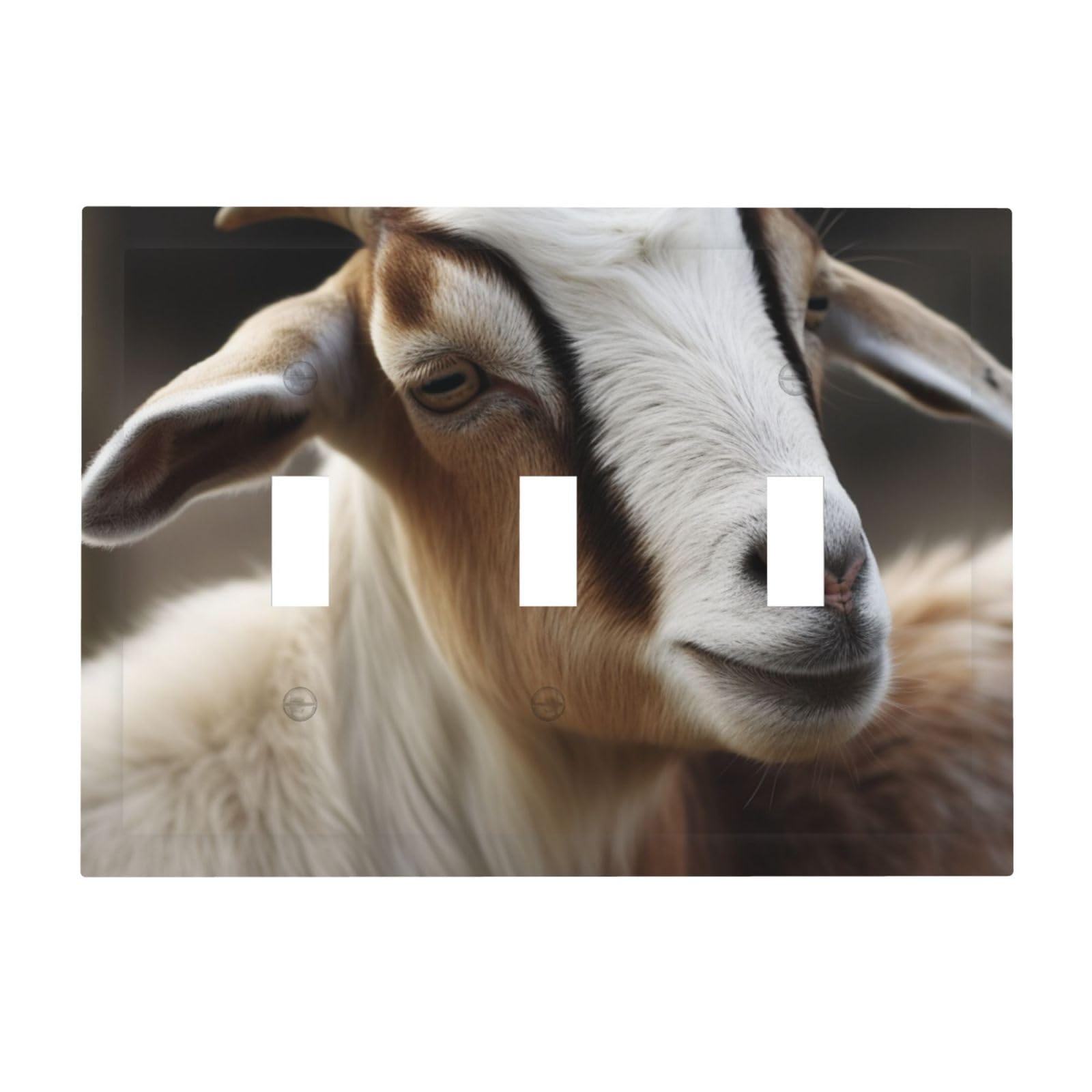 Kloph Animals Goat Decorator Light Switch Covers Wall Plate 3-Gang Mid Size 6.7" X 4.8" Triple Toggle Switch Wallplate Decorative 3 Gang Wall Switch Plate Covers Polycarbonate Thermoplastic