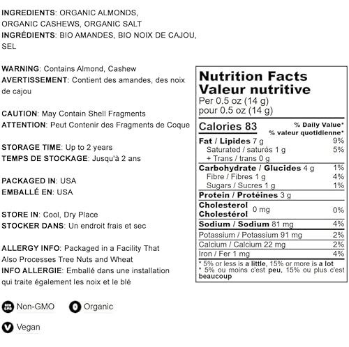 Organic Almonds And Cashews Mix, Dry Roasted & Lightly Salted, 4 Pounds – Oven Roasted Nuts With Himalayan Salt, Non-Gmo, Protein Rich Trail Mix, Healthy Vegan Snack, No Oil Added, Kosher Blend, Bulk #TOP3