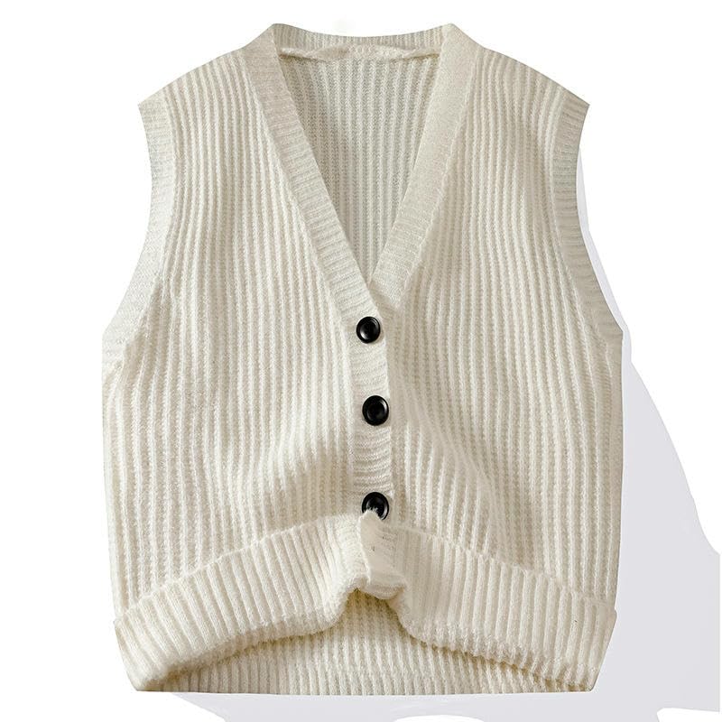 Chaleco de punto para hombre con cuello en V profundo y corte holgado sin mangas retro 4