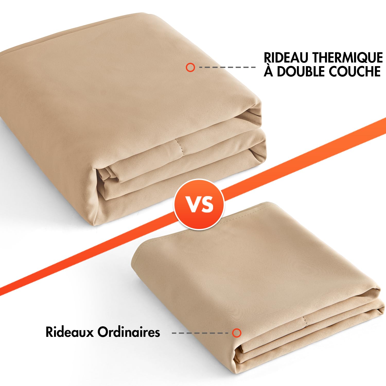 Rideau Opaque Double Couche En Velours - Isolation Thermique Et Phonique - Dimensions 260x132 Cm